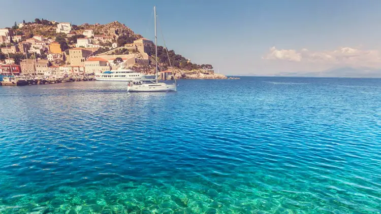 The coastline of Hydra in Greece