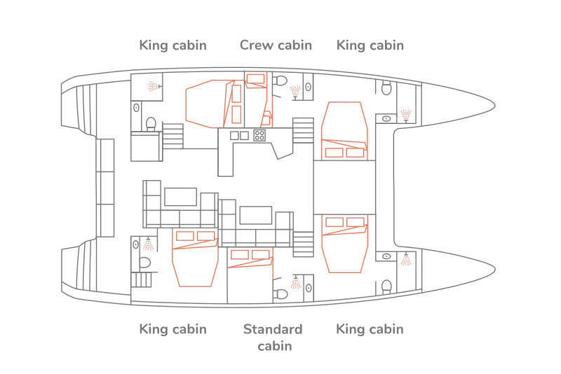 Prestige catamaran cabin layout