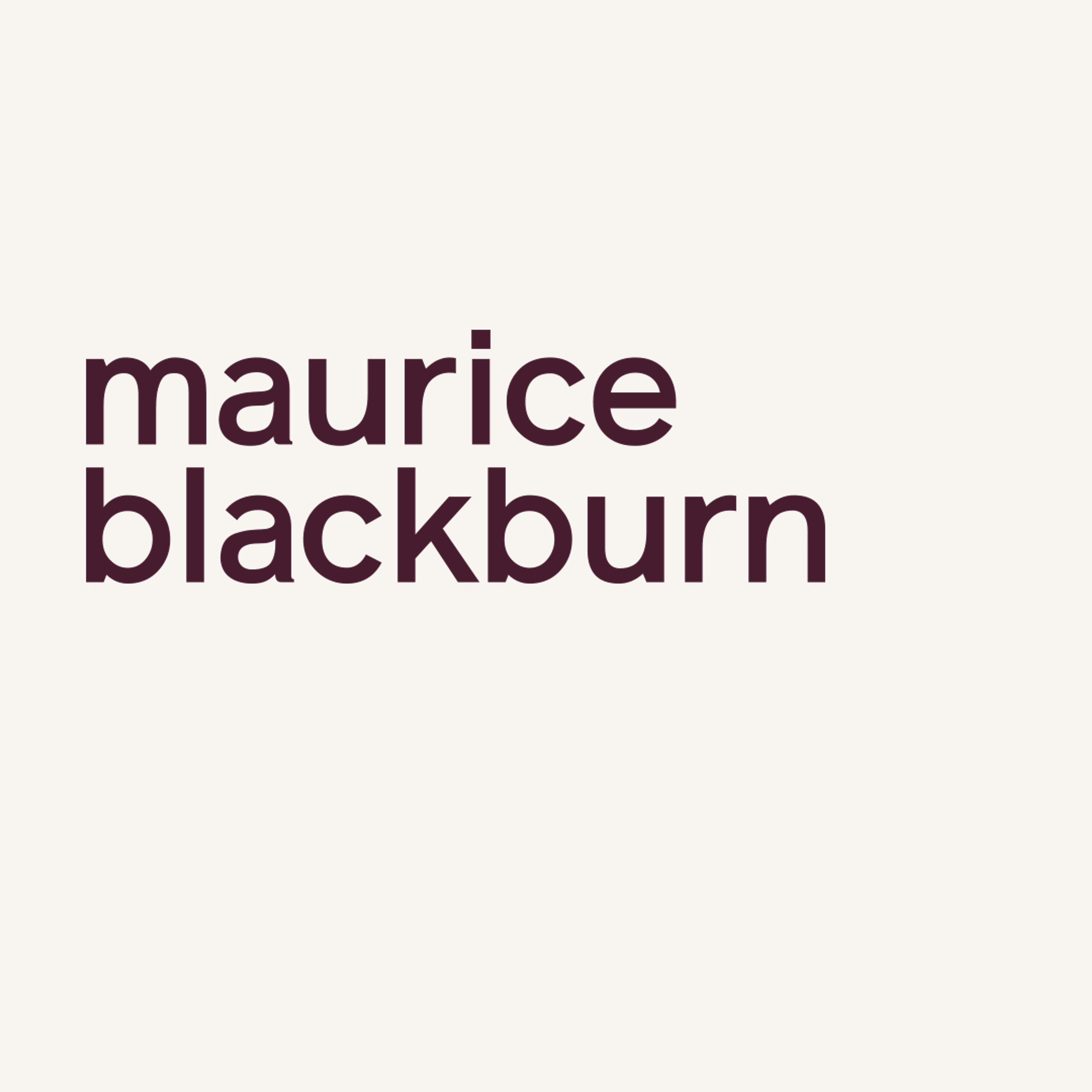 Lowercase wordmark 'maurice blackburn' in deep plum on off-white