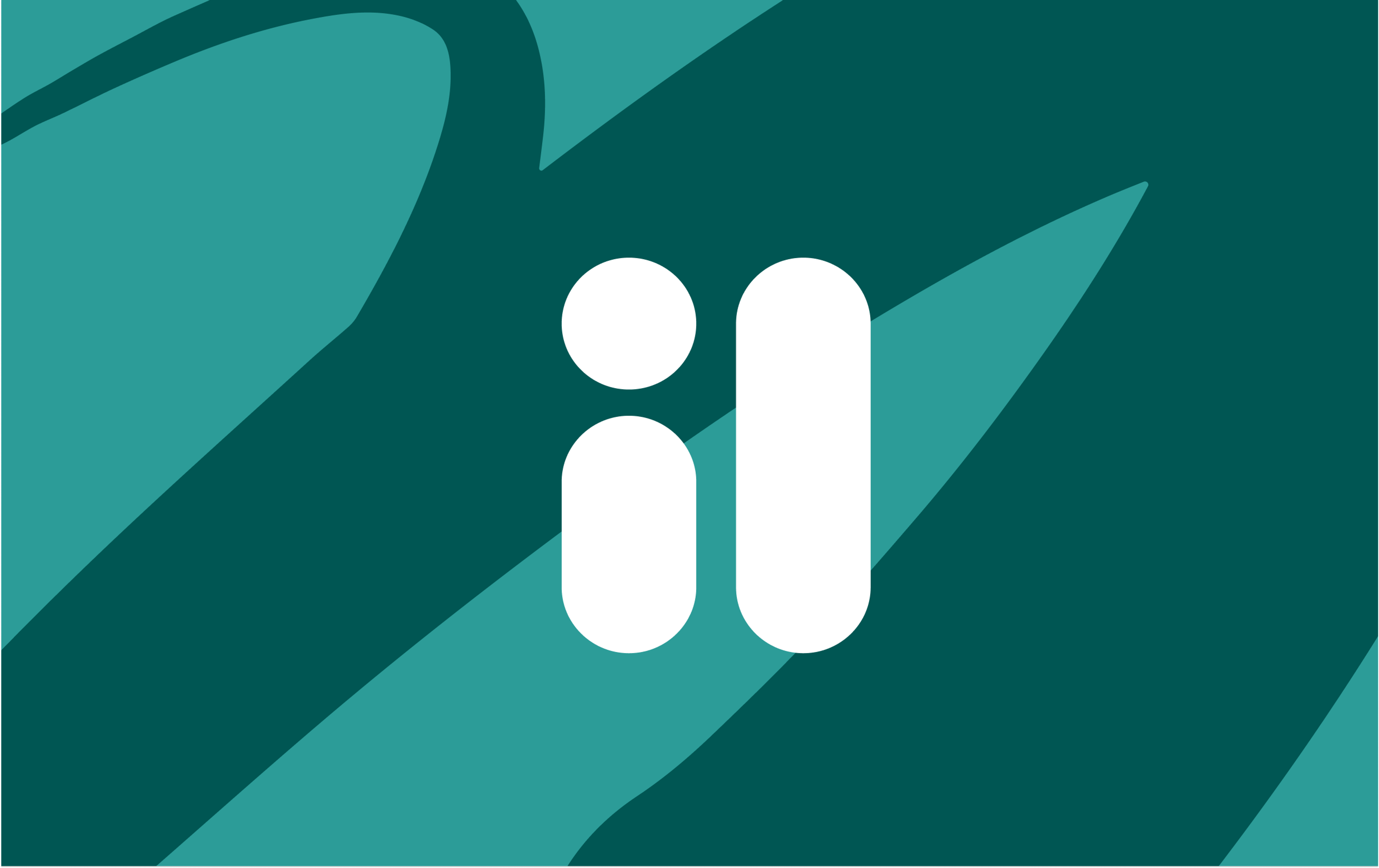 White rounded 'il' brand mark sitting on tonal teal swoosh shapes