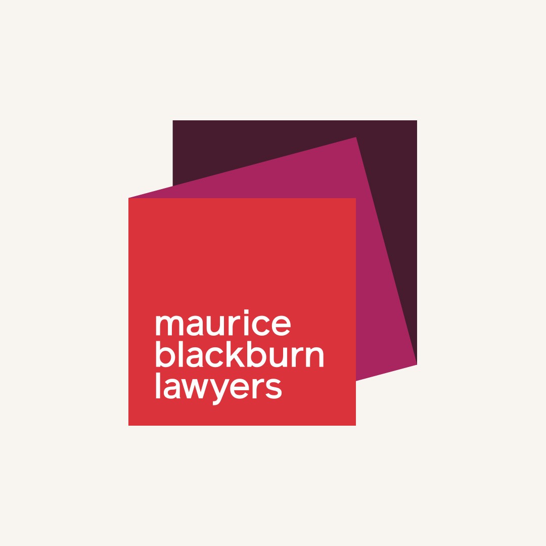 Maurice Blackburn brand mark — three offset squares in red, magenta and plum on cream