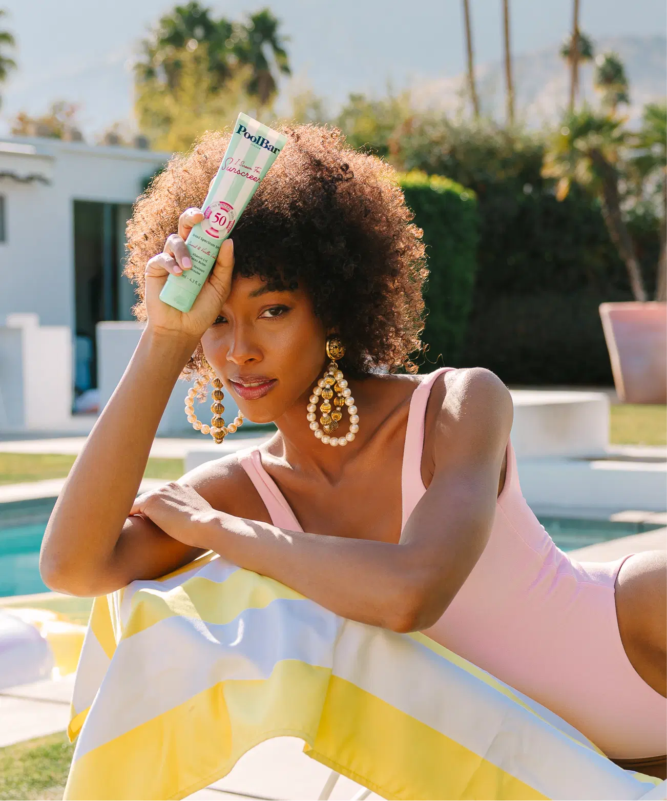 Poolside lounging with glamour.