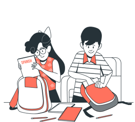 Children preparing their backpack