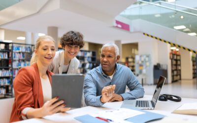 Adults learning in a library