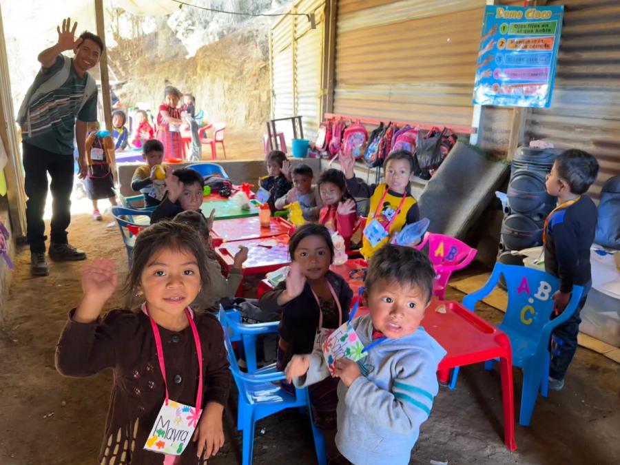 Children learning in a community classroom in rural Guatemala