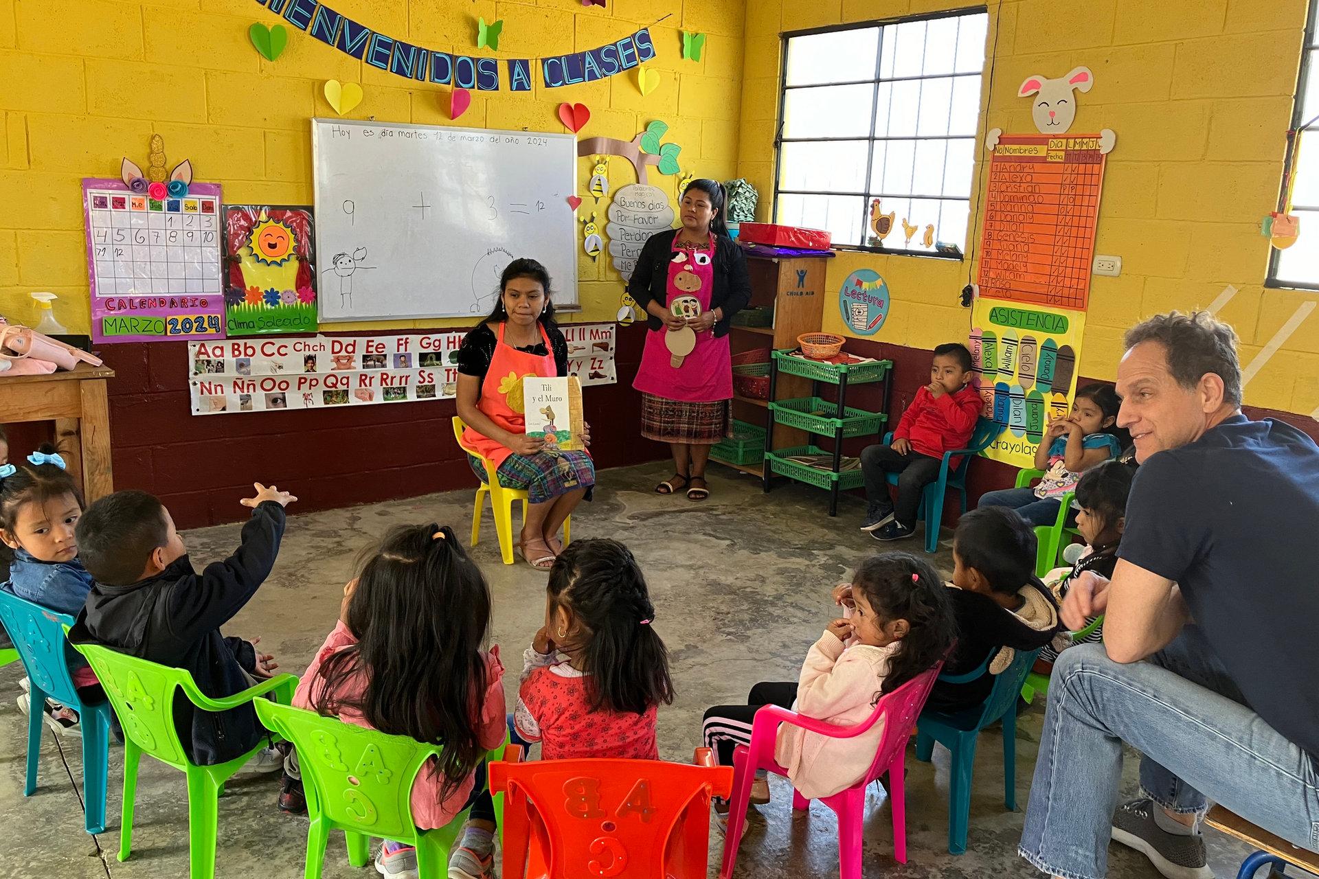 Children learning in a community classroom in rural Guatemala