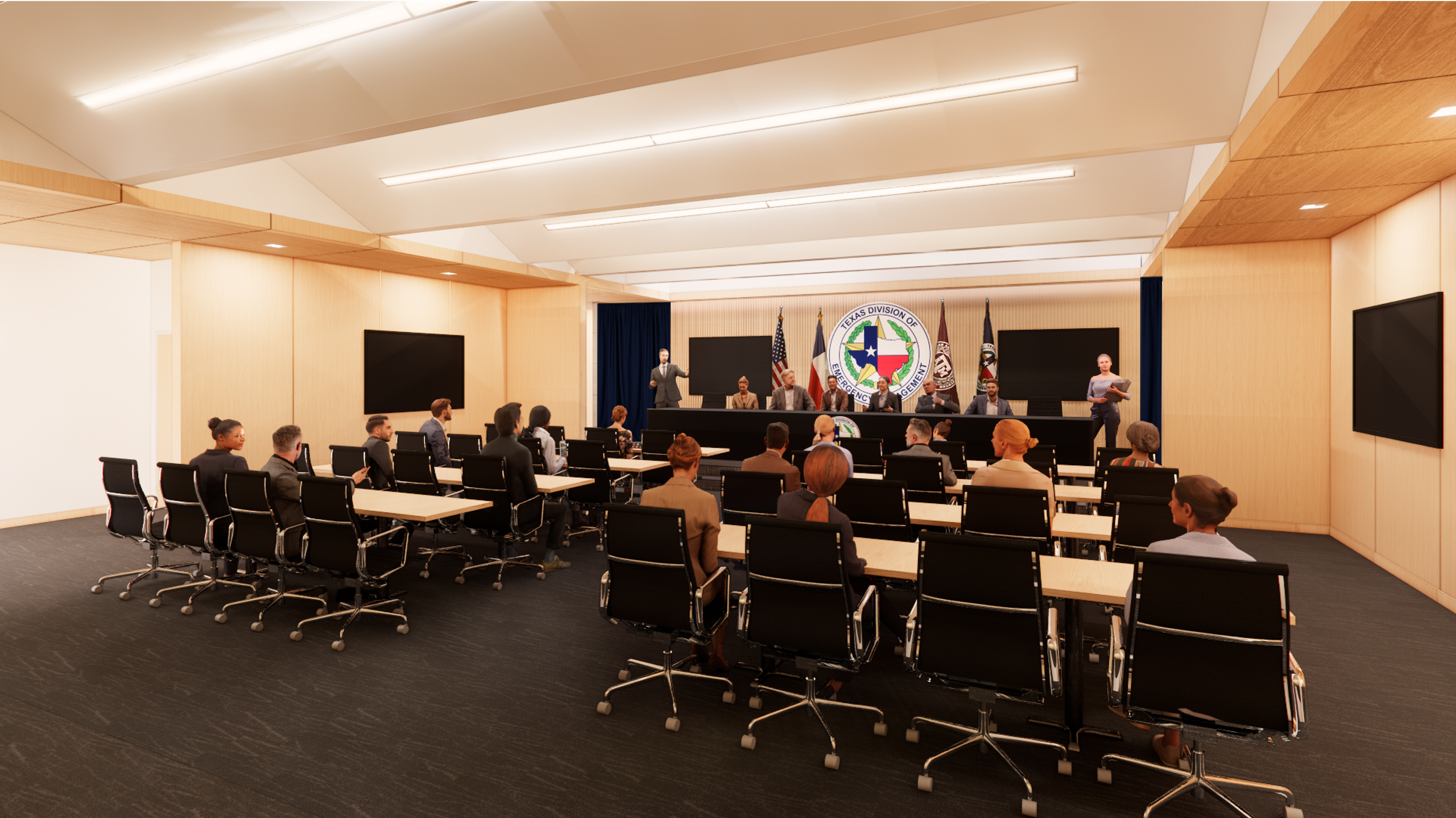 TAMU TDEM SEOC Interior Press Briefing Room Interior