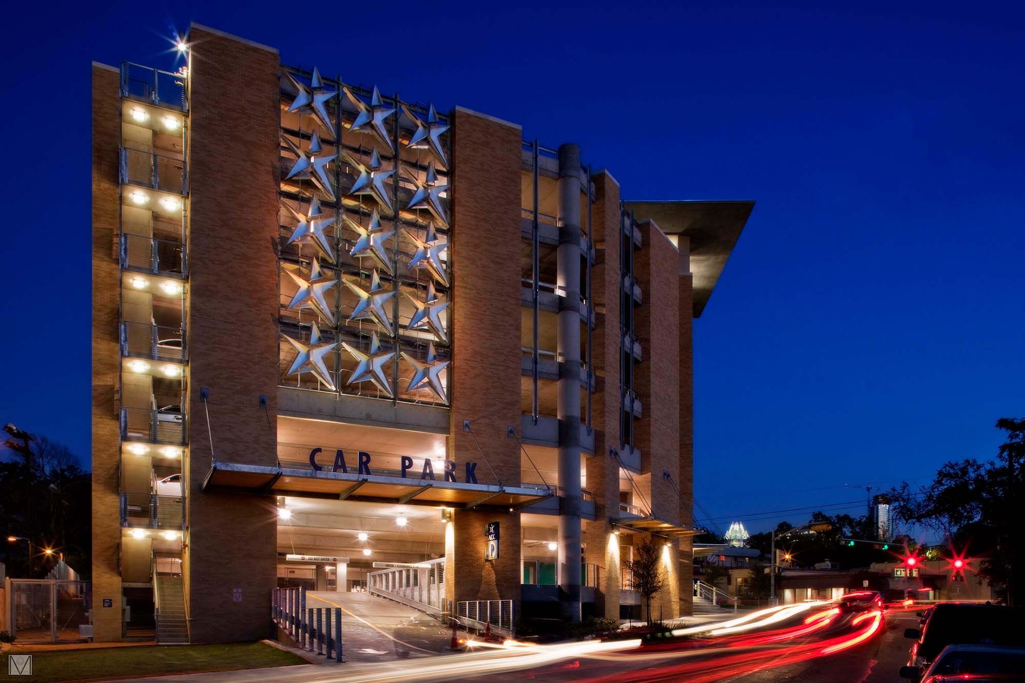 ACC Rio Grande Garage & Bookstore at Night