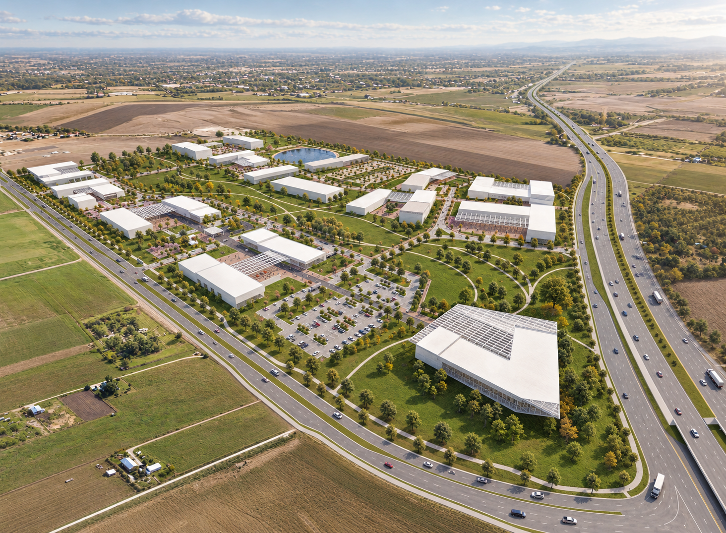 Conceptual aerial rendering of Texas State Technical College Seguin Campus