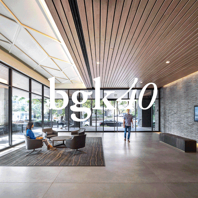 Animated gif showing various images of BGK projects and staff members from the past 40 years