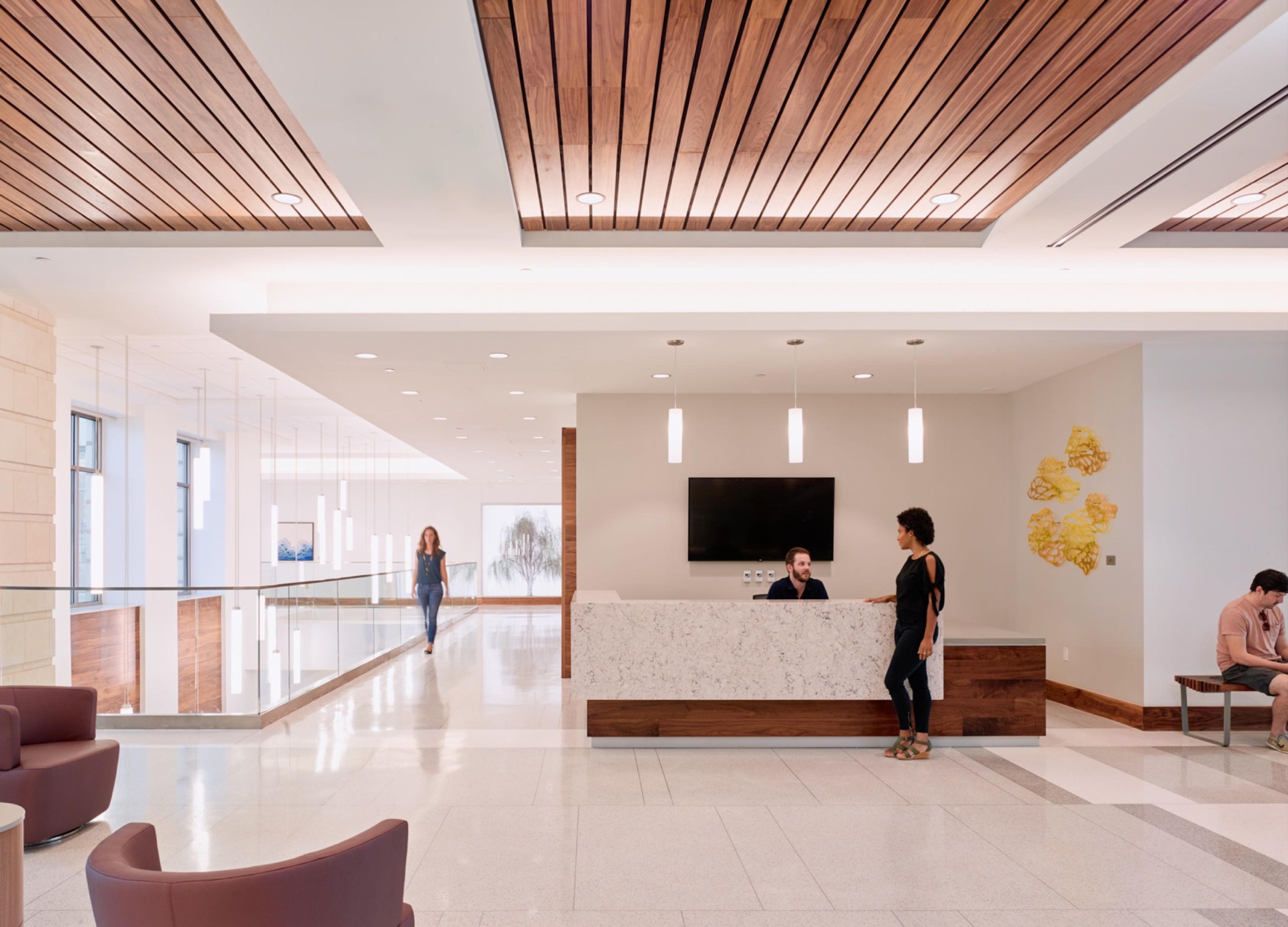 people in lobby of building