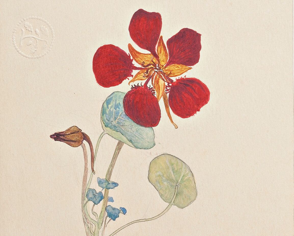 A detail from a painting by Hilma af Klint, titled Cress, made in the 1890s.