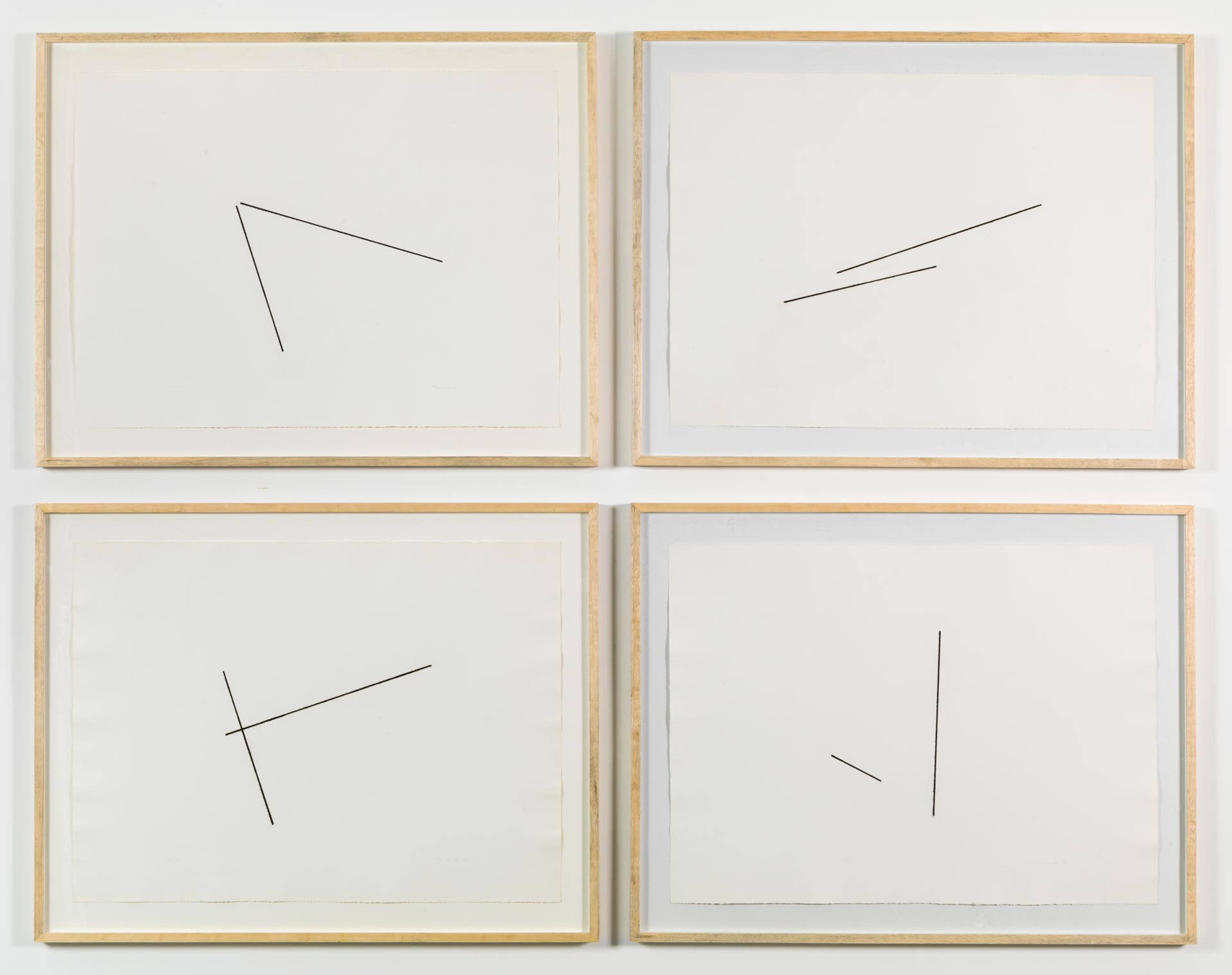 A print by Fred Sandback, titled, Untitled (from Four Variations of Two Diagonal Lines), dated 1976.