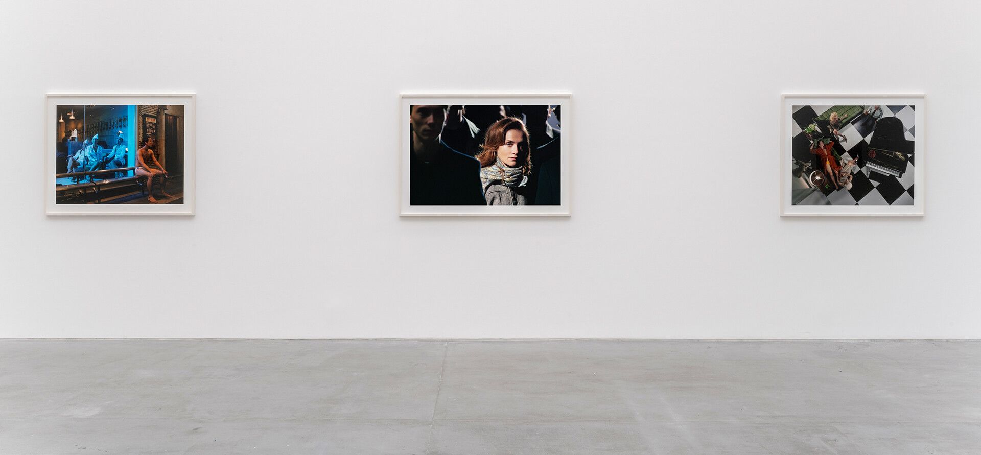 Installation view of the exhibition titled Philip-Lorca diCorcia, at David Zwirner, Paris, 2020.