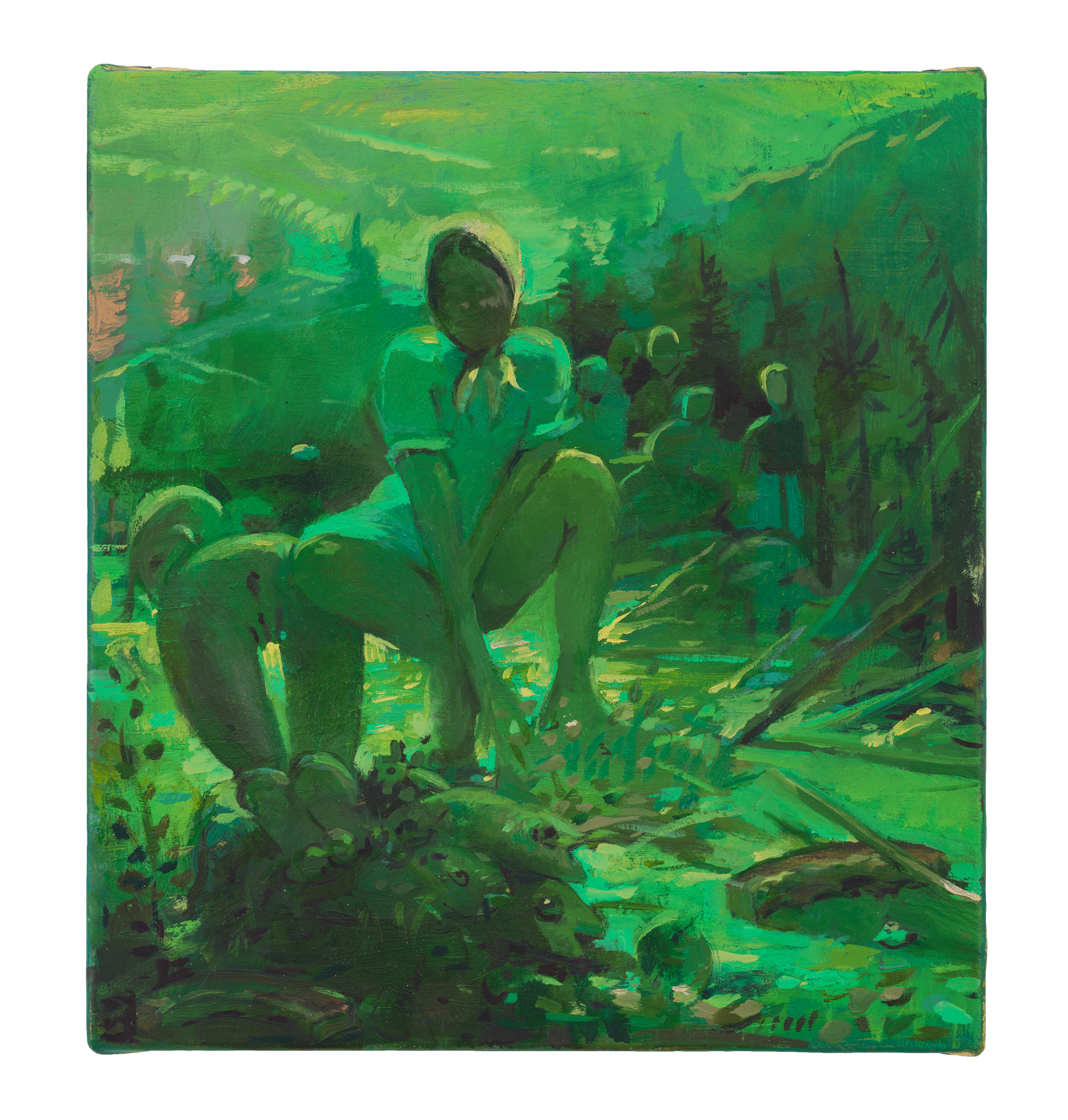 A painting by Lisa Yuskavage, titled Wee No Man's Land, dated 2012.