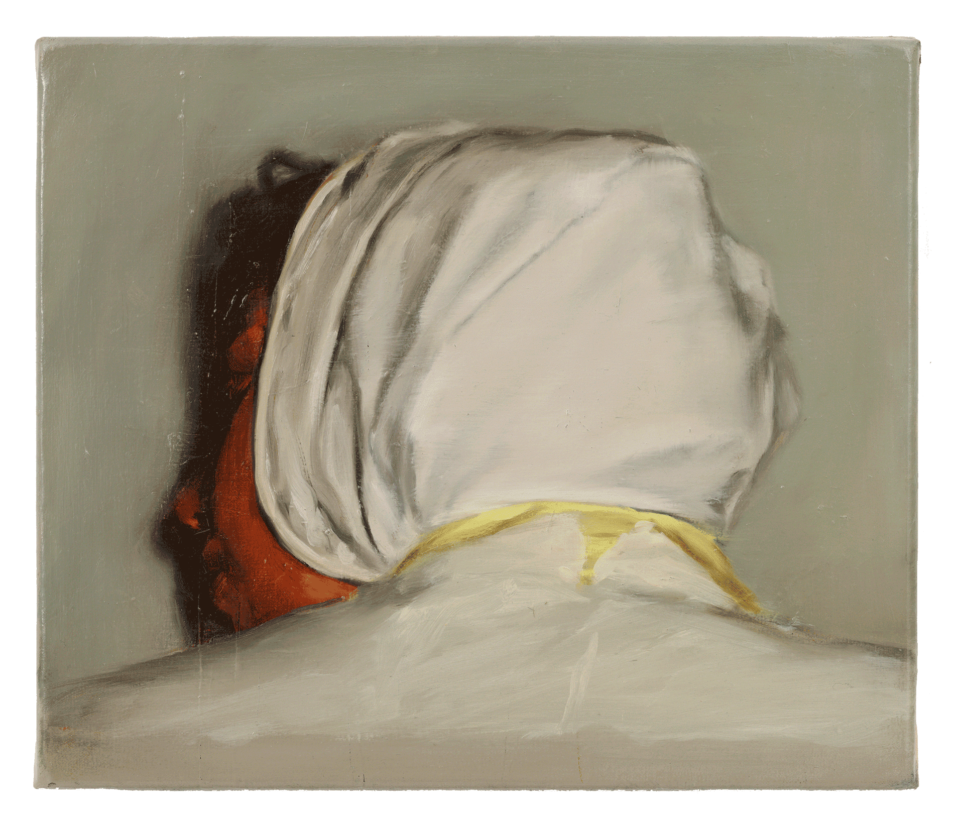 A painting by Michael Borremans, titled The Load (II), dated 2009.