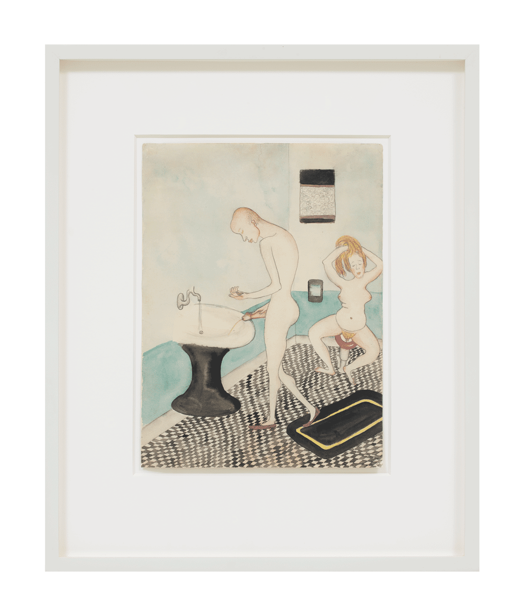 A painting by Alice Neel, titled Untitled (Alice Neel and John Rothschild in the Bathroom), dated 1935.