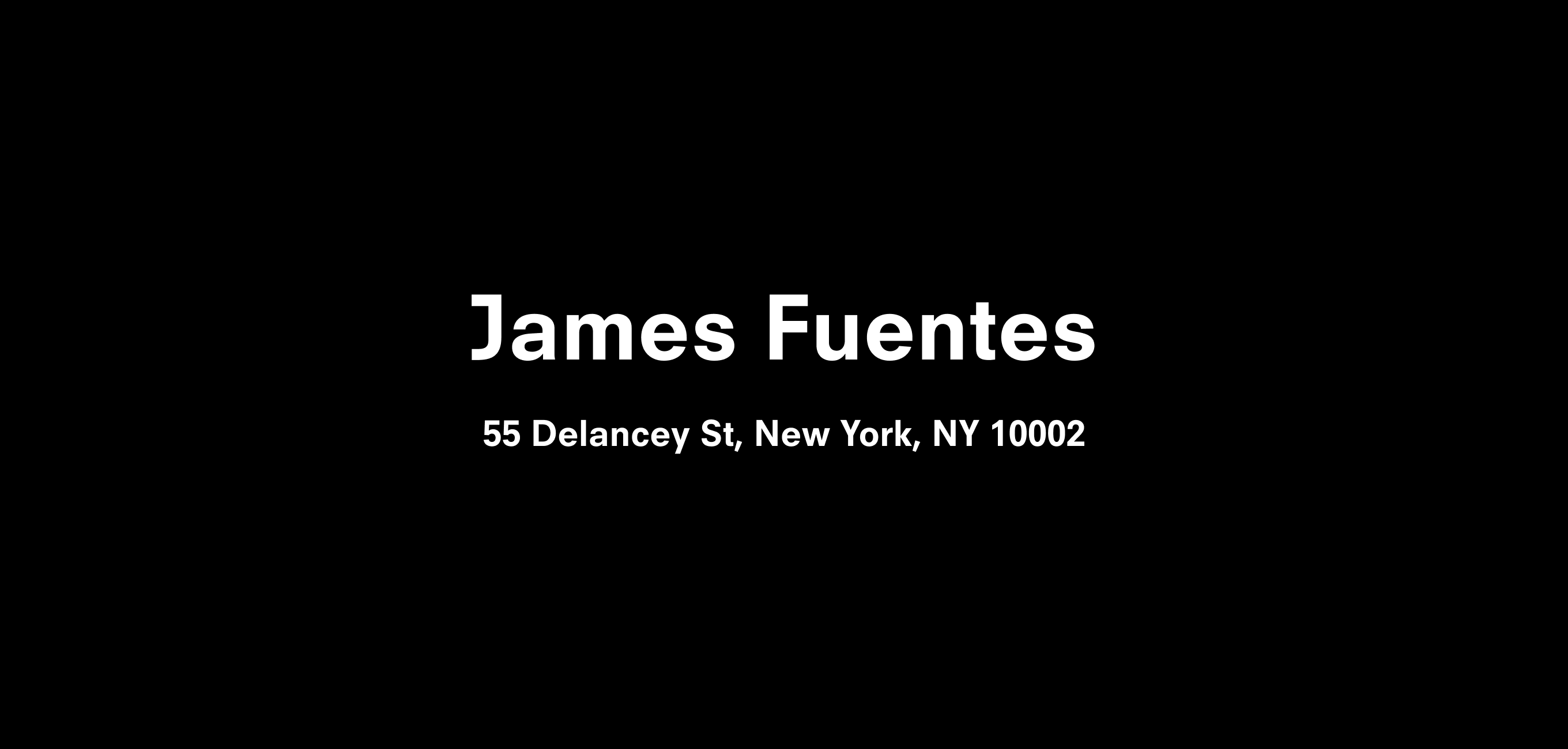 A graphic text header for James Fuentes, dated 2020