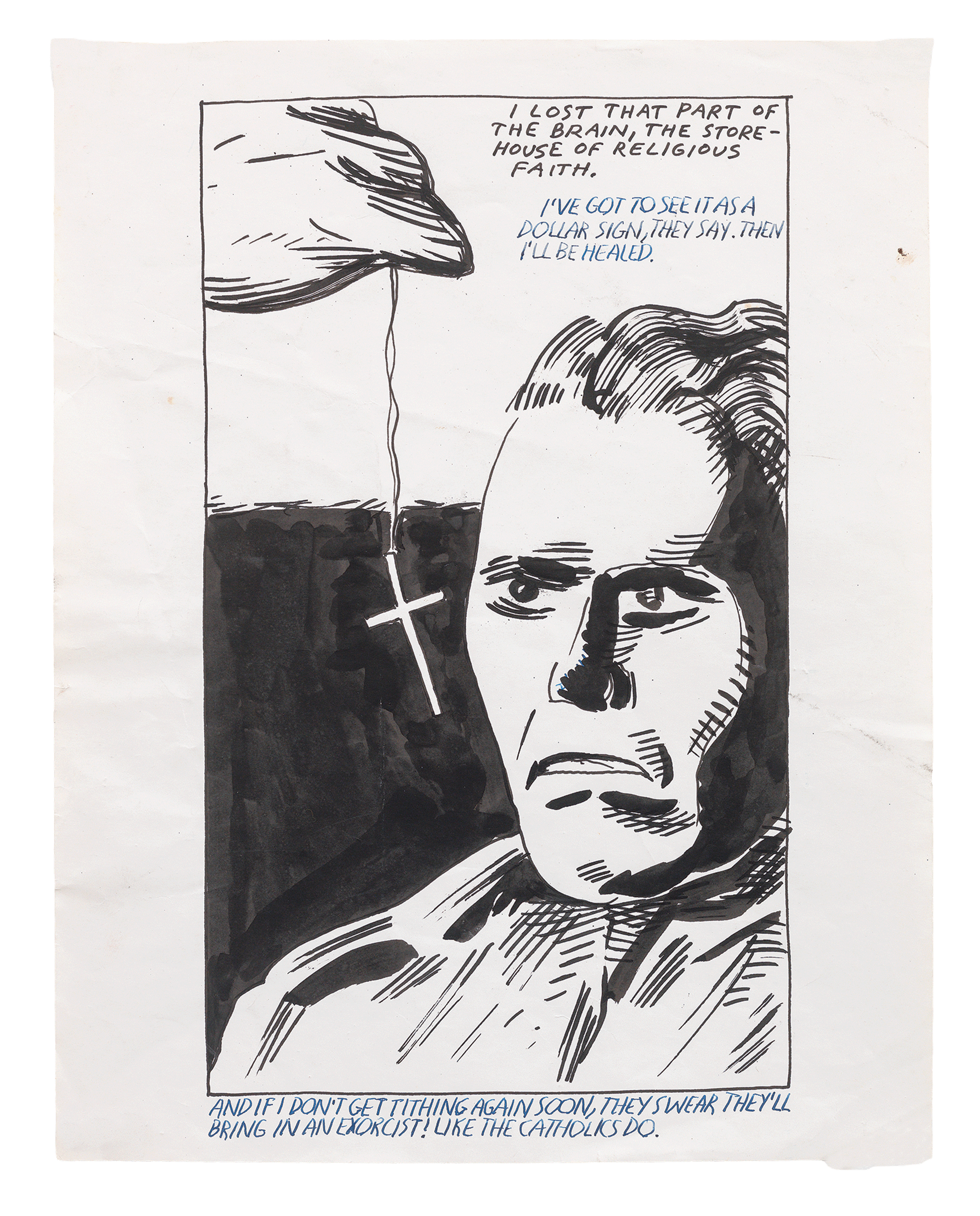 A drawing by Raymond Pettibon titled No Title (I lost that...), dated 1986.