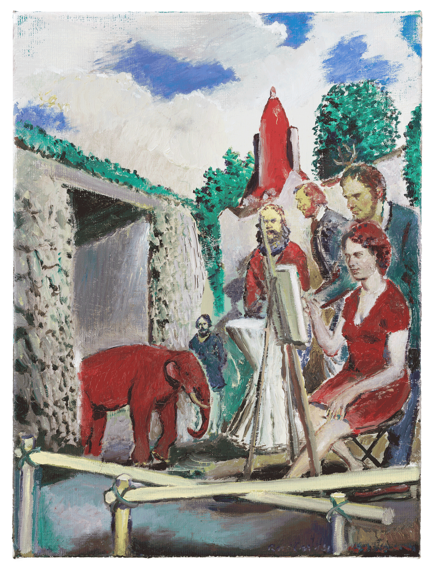 A painting by Neo Rauch, titled Korrektur, dated 2014.