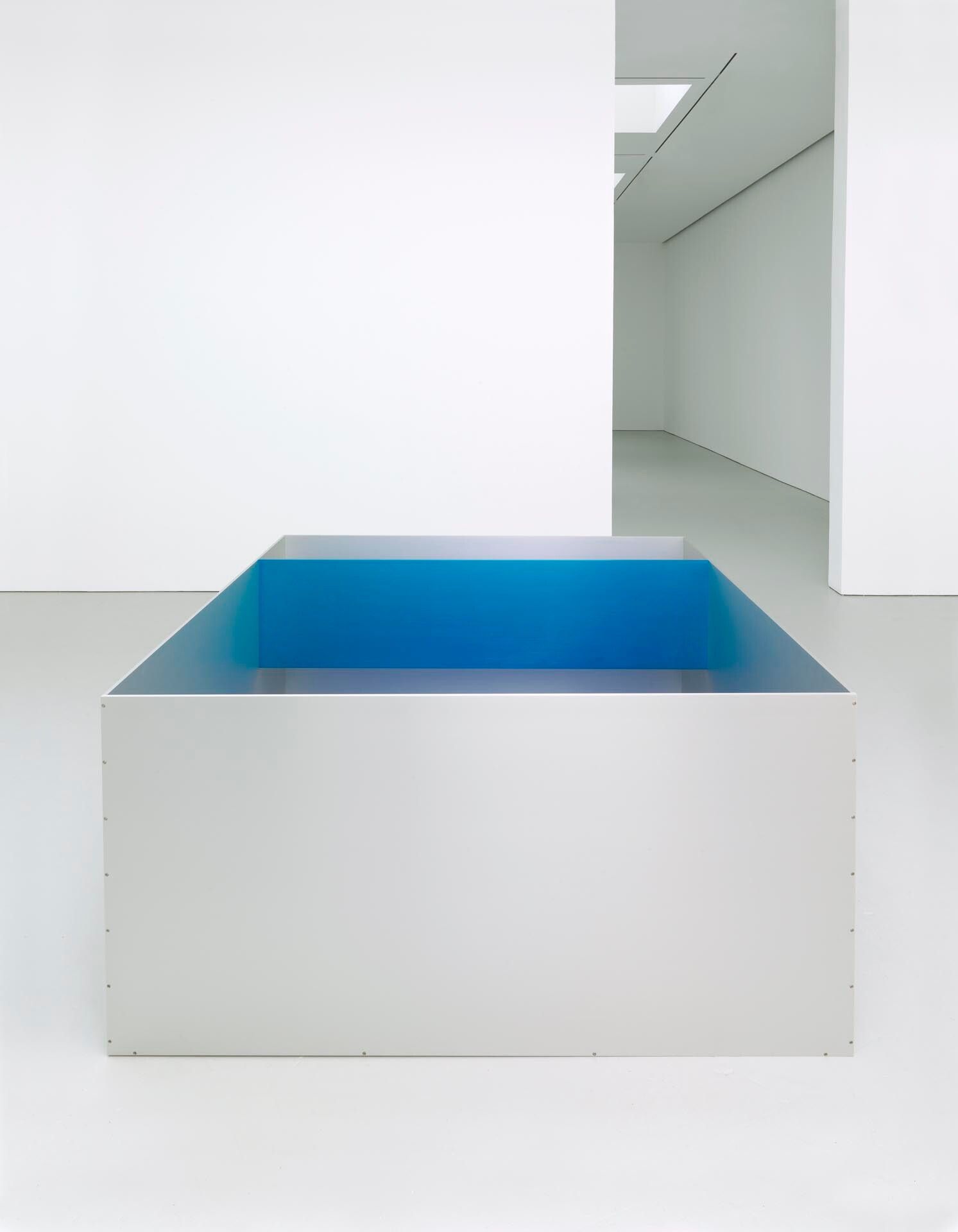 An untitled anodized aluminum and acrylic sheet sculpture by Donald Judd, dated 1989.