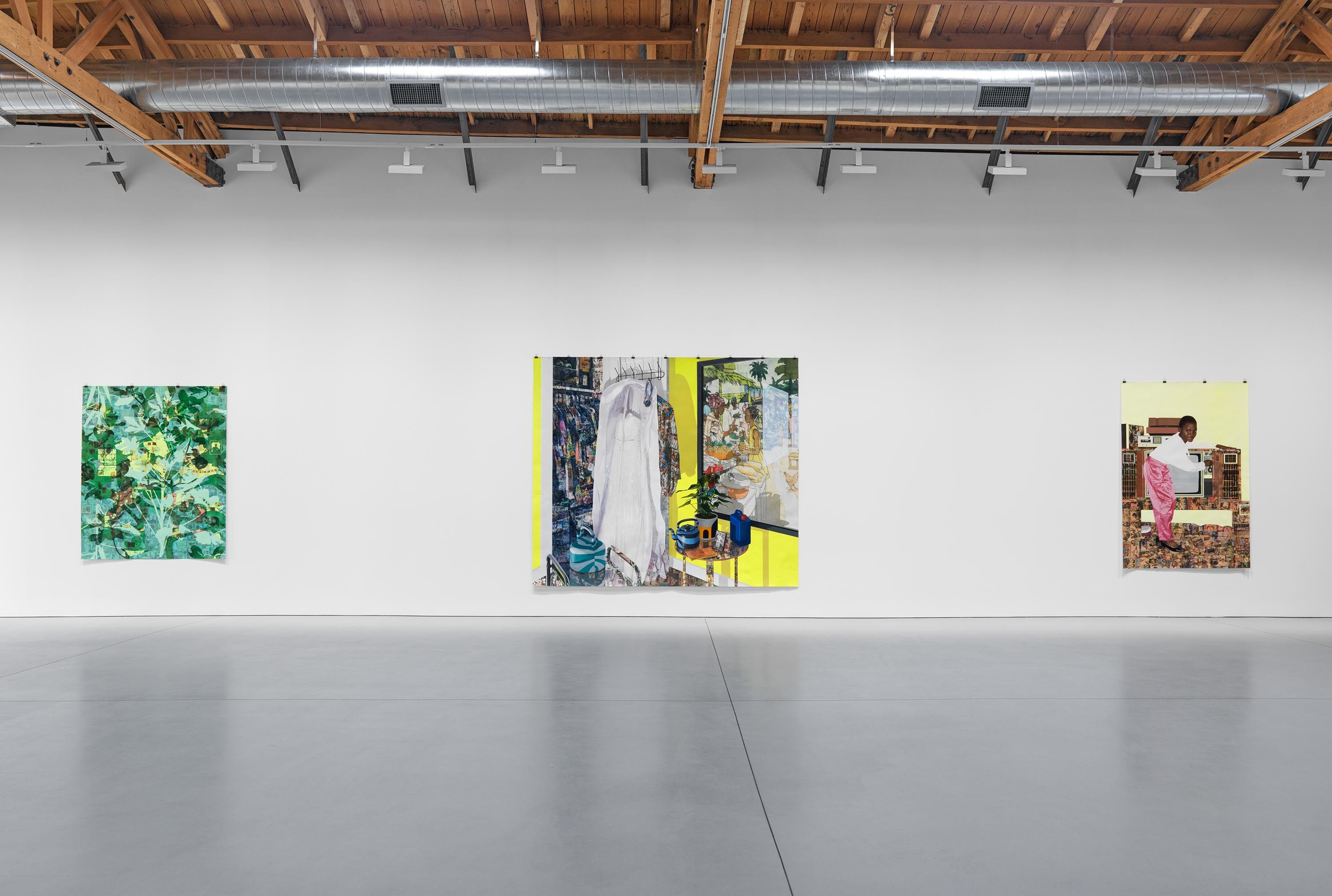 An Installation view, Njideka Akunyili Crosby: Coming Back to See Through, Again, David Zwirner, Los Angeles, 2023