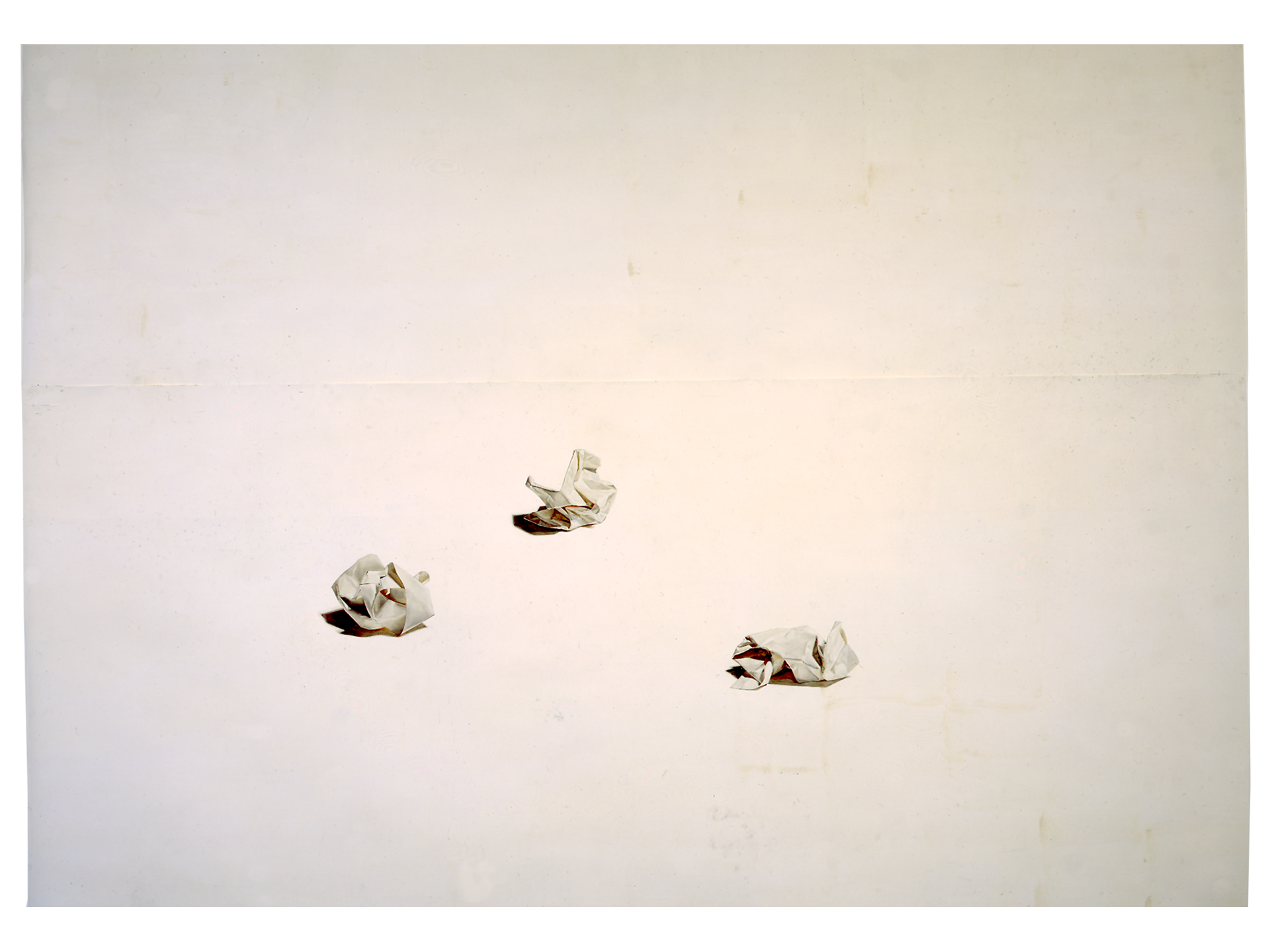 A mixed media work on paper by Toba Khedoori, titled Untitled (Crumpled Paper), dated 2006. 