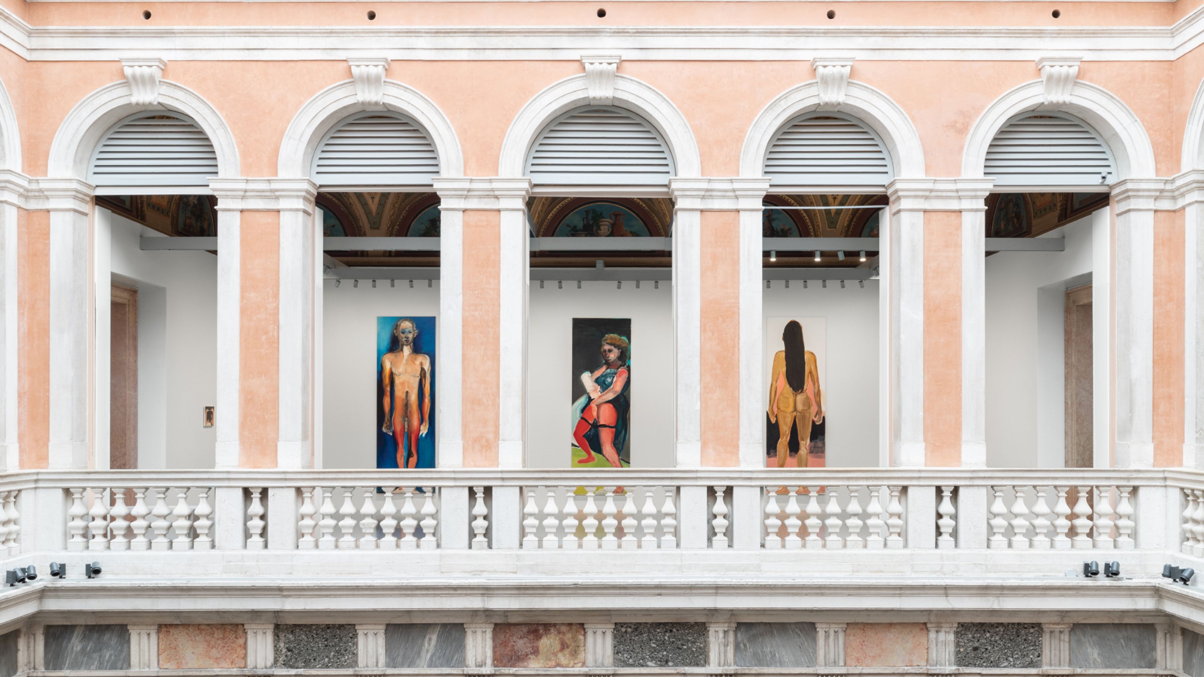 Installation view of the exhibition, Marlene Dumas. open-end, at Palazzo Grassi in Venice, dated 2022.