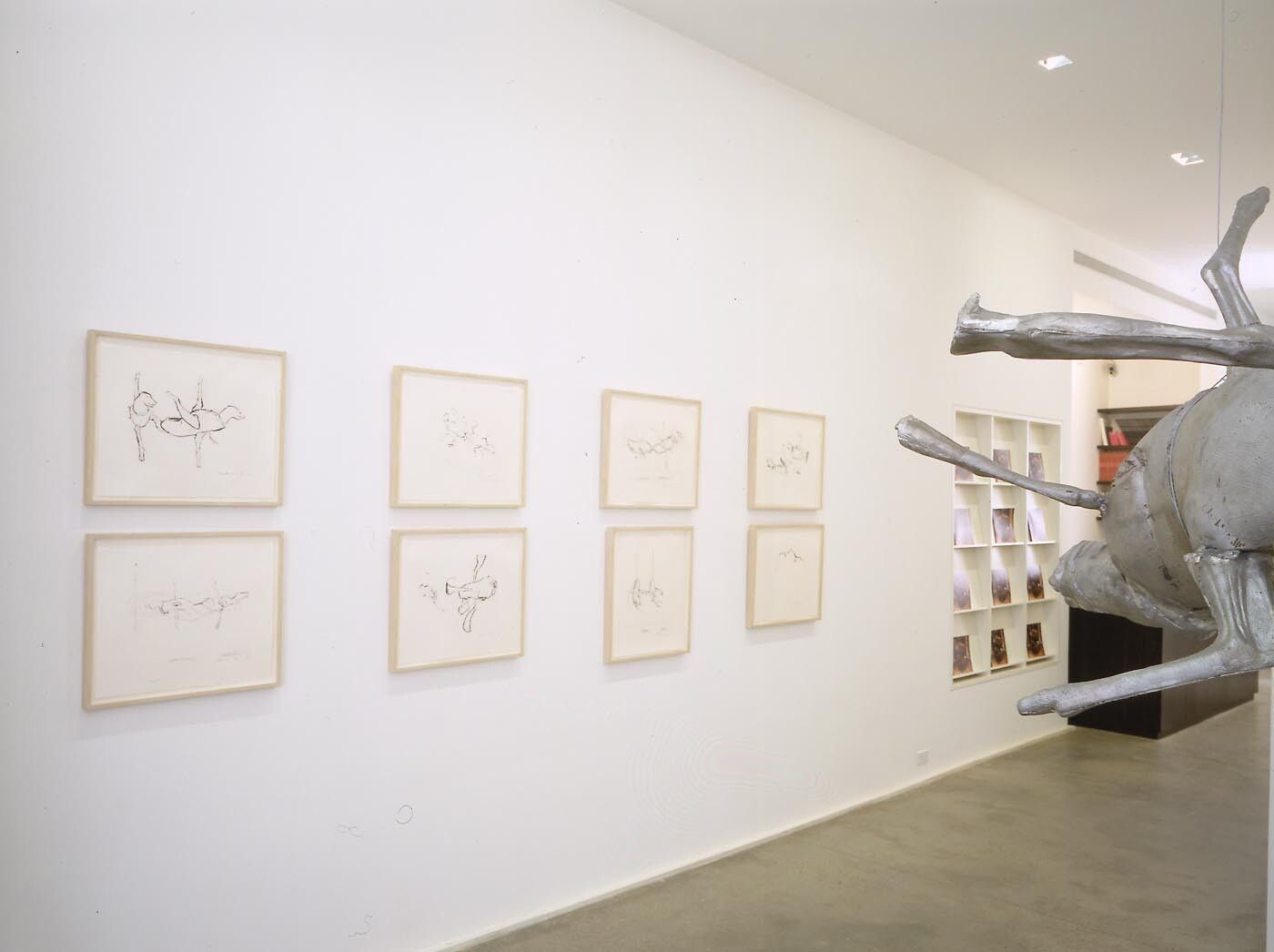 An installation view of the exhibition Bruce Nauman: Selected Works, at David Zwirner New York, dated 2001.