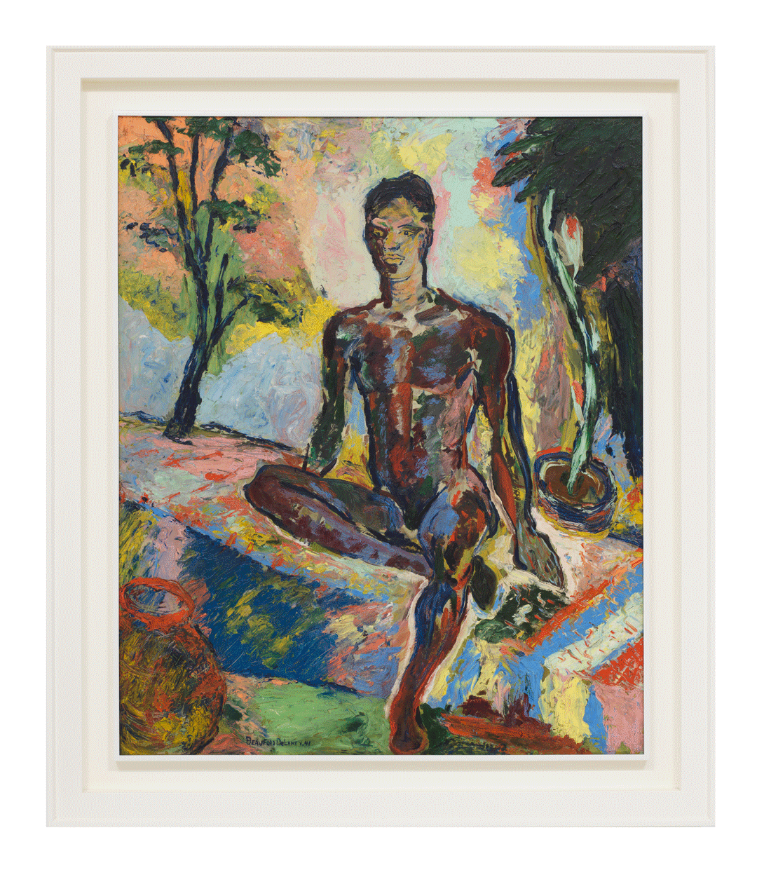 A painting by Beauford Delaney, titled Dark Rapture (James Baldwin), dated 1941.