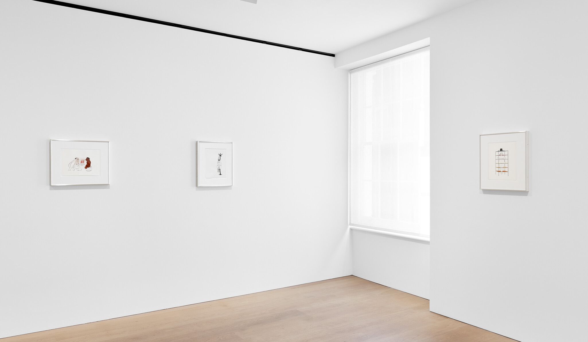 An installation view of an exhibition titled Ebecho Muslimova: Fatebe Digest at David Zwirner, London, in 2021.