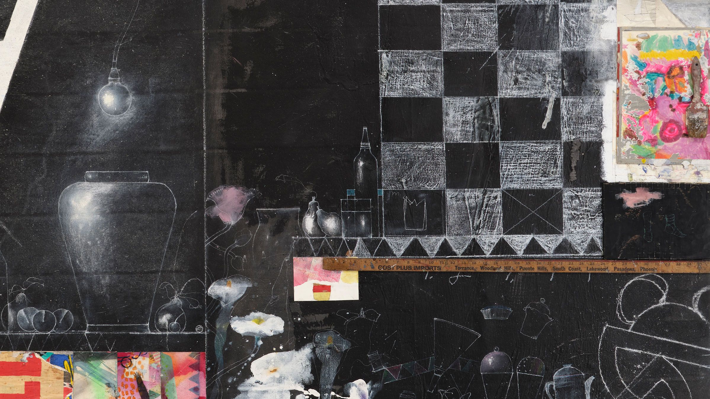 A detail of a work by Raymond Saunders, titled "Present of My Past," dated 1989