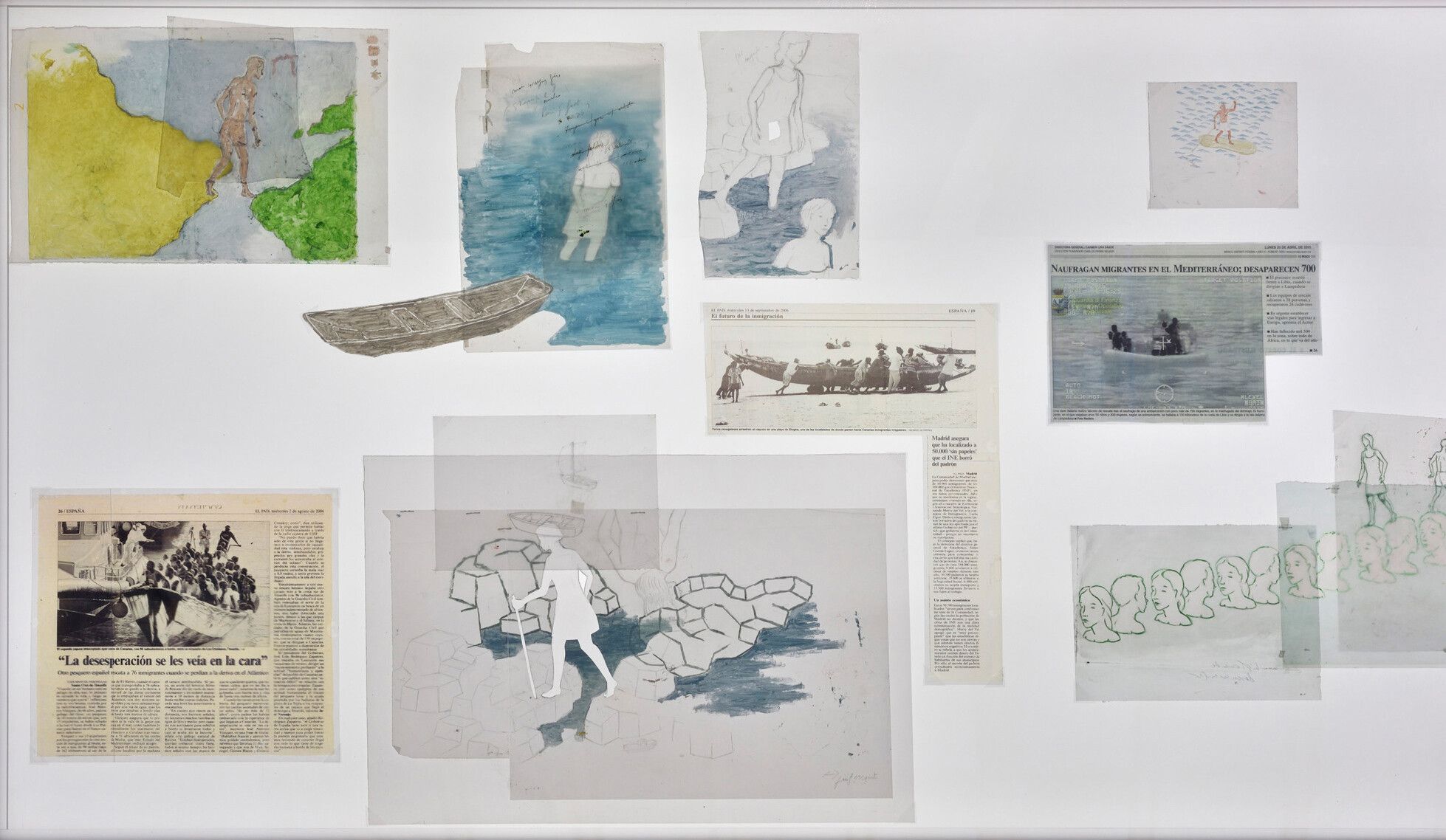 An installation view from an exhibition titled, Francis Alÿs: Don’t Cross the Bridge Before You Get to the River, at David Zwirner, Paris, in 2021.