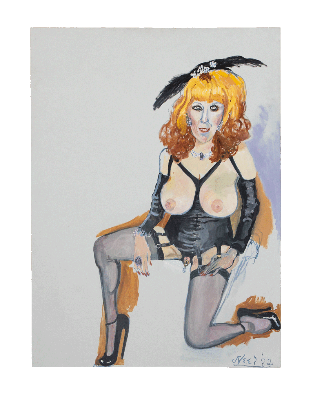 A painting by Alice Neel, titled Annie Sprinkle, dated 1982.