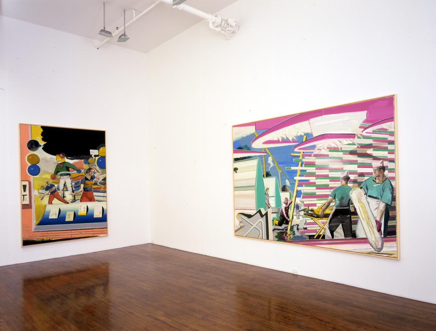 An installation view of the exhibition Neo Rauch, at David Zwirner New York, dated 2002.