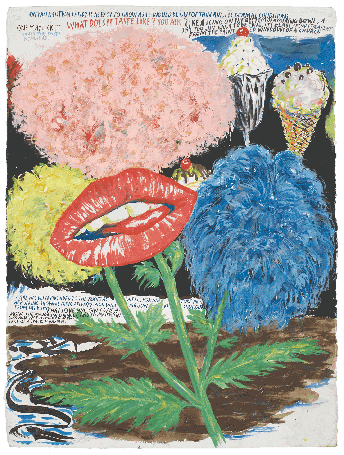 A mixed media work on paper by Raymond Pettibon, titled No Title (On paper cotton), dated 2007.