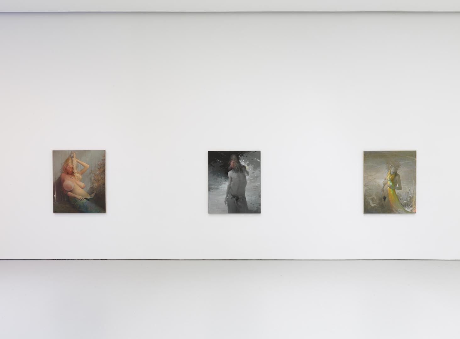 Installation view of the exhibition Lisa Yuskavage at David Zwirner in New York, dated 2015.