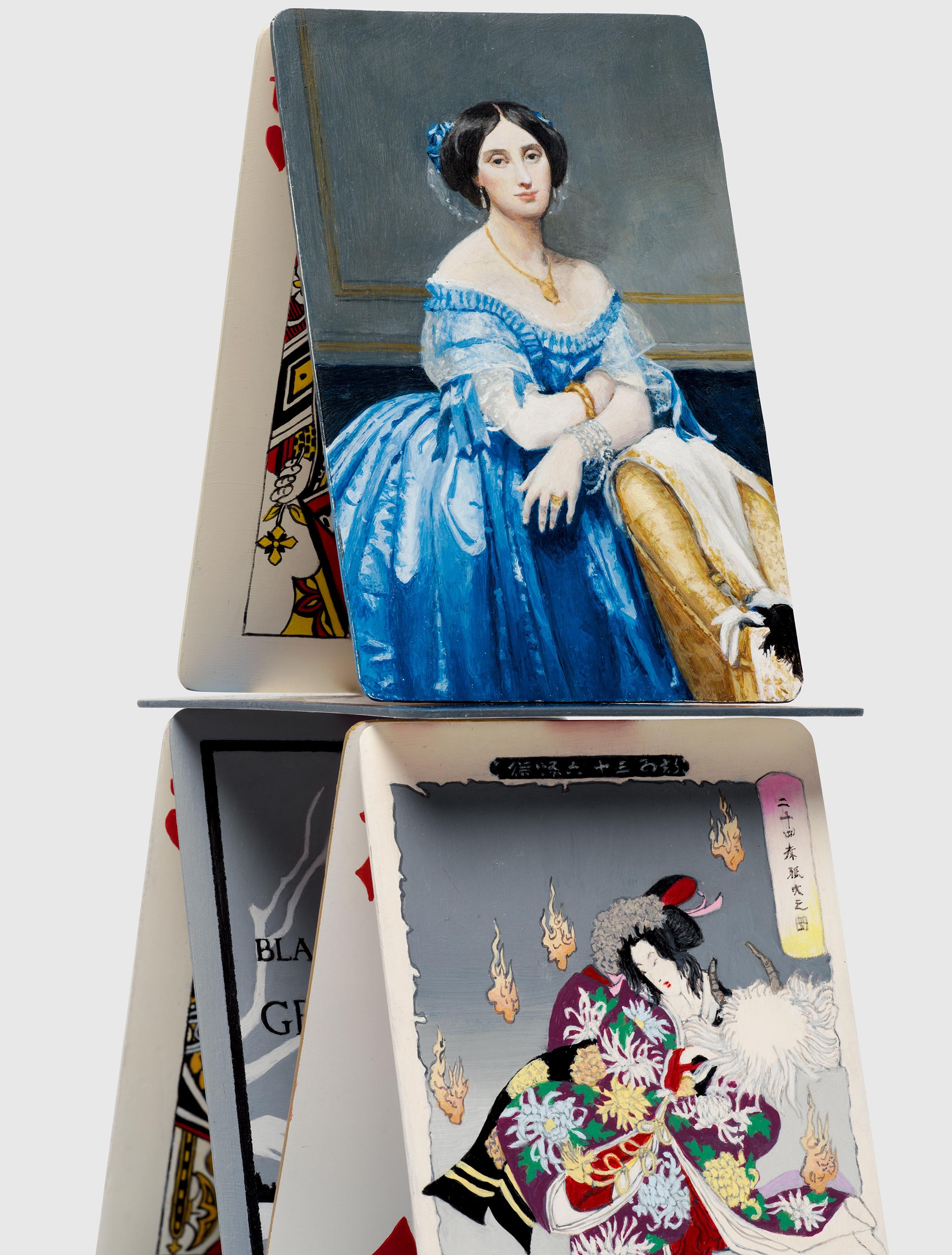 A detail from a painting by Elisheva Biernoff, titled House of Cards, dated 2012.