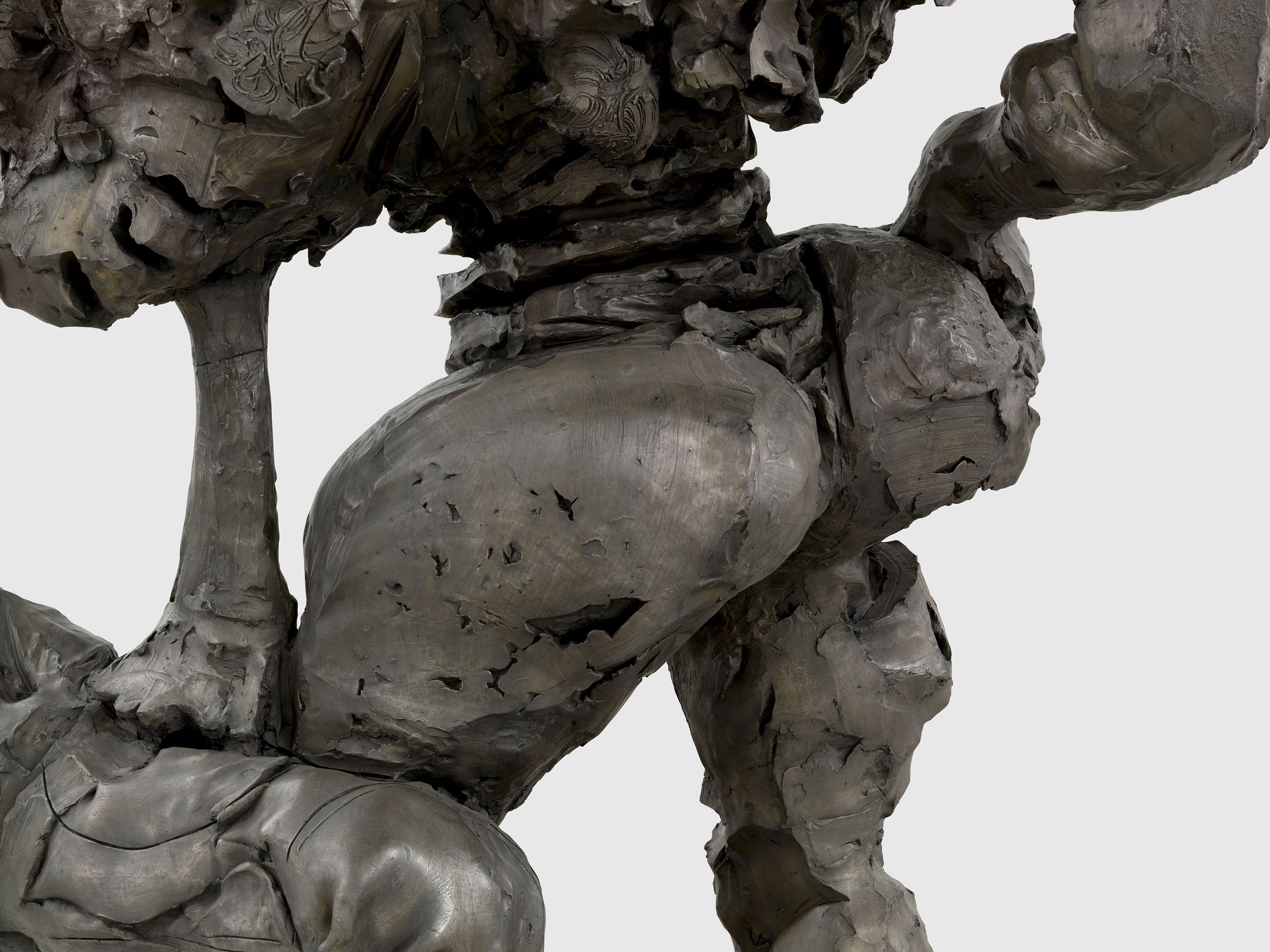 A detail from a sculpture by Dana Schutz, titled Large Model, dated 2022.