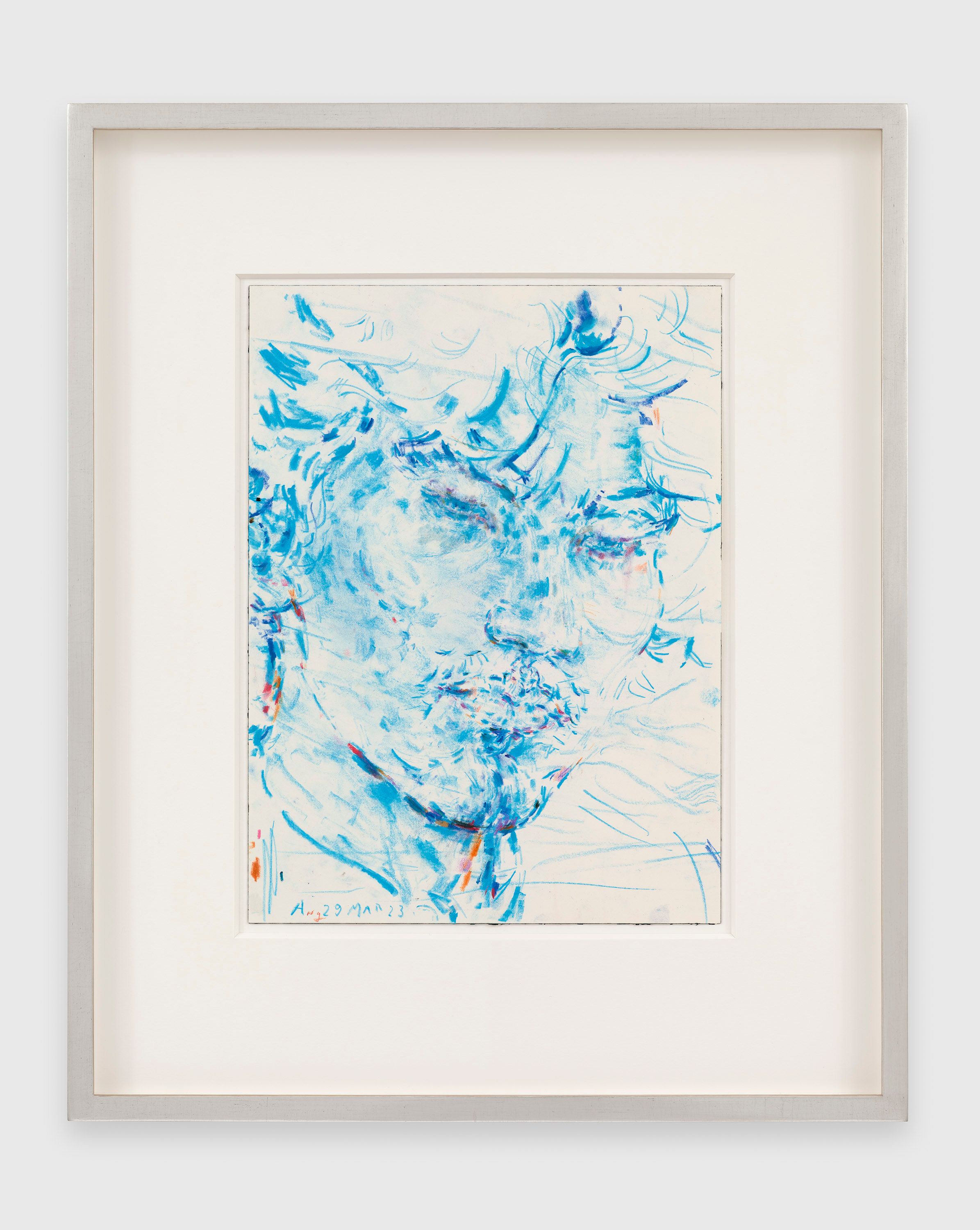 A work on paper by Elizabeth Peyton, titled Ang in the Mountains, dated 2023.