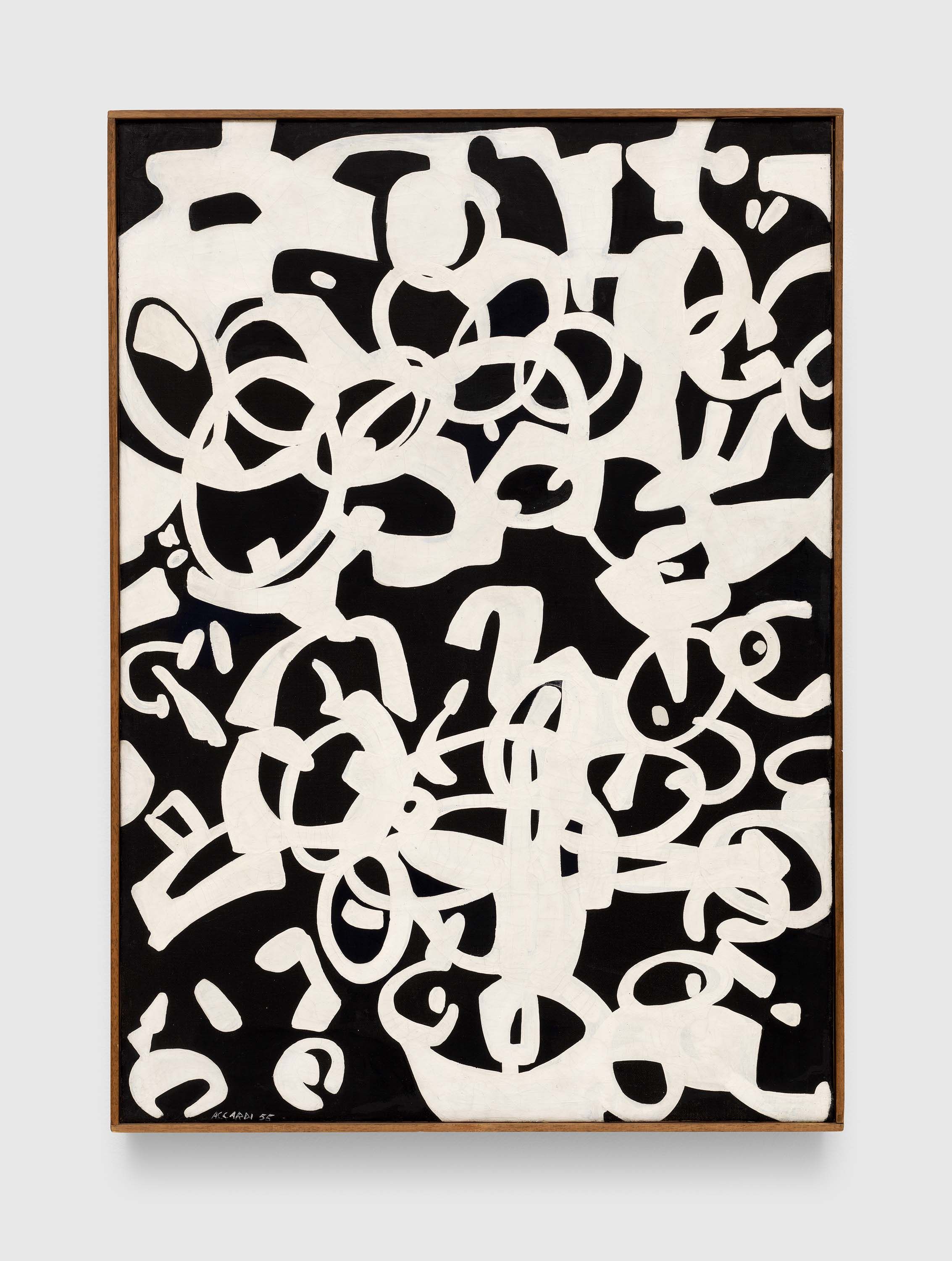 A painting by Carla Accardi, titled Negativo n. 8, dated 1955.