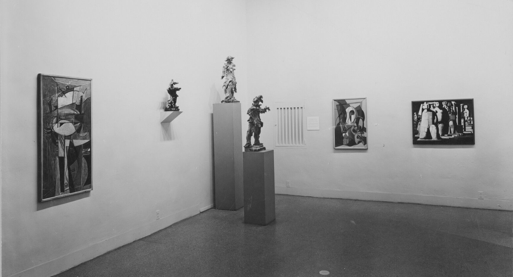 An installation view of an exhibition titled "Twentieth Century Italian Art," at the Museum of Modern Art in New York, dated 1949