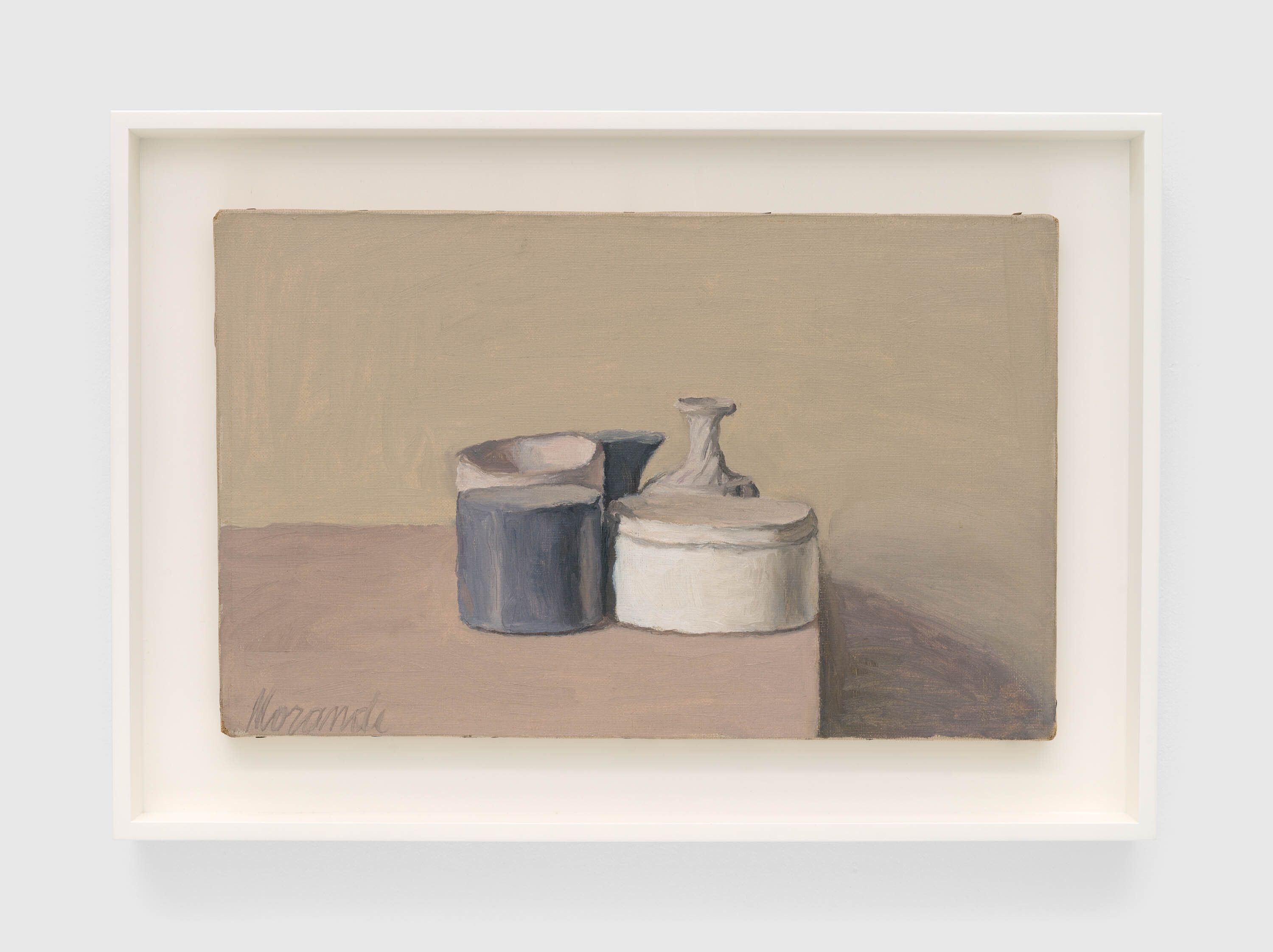 A painting by Giorgio Morandi, titled Natura morta (Still Life), dated 1955.