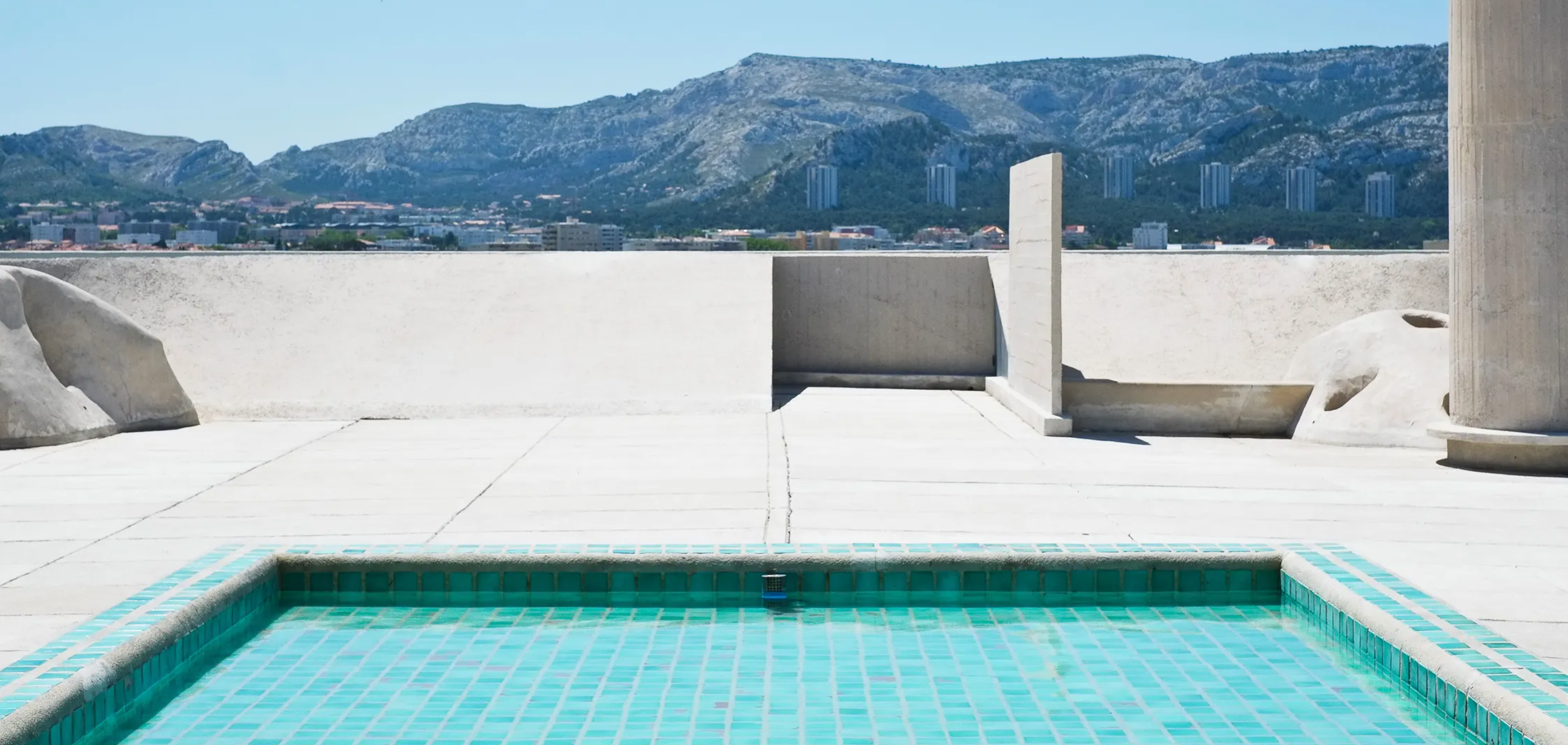 Le Corbusier's pool at the Cité Radieuse, Marseille, France.