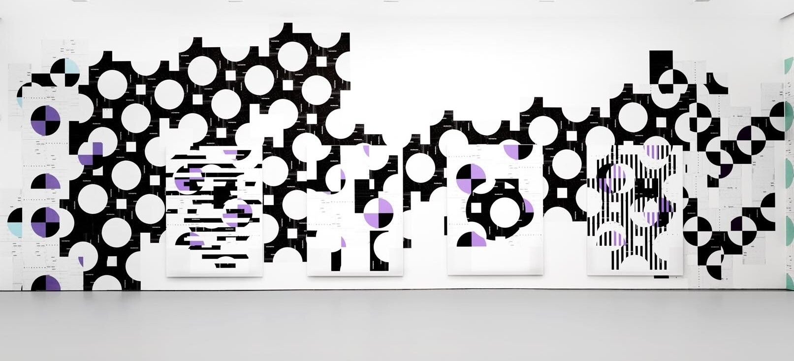 Installation view of the exhibition Michael Riedel: PowerPoint at David Zwirner in New York, dated 2013.