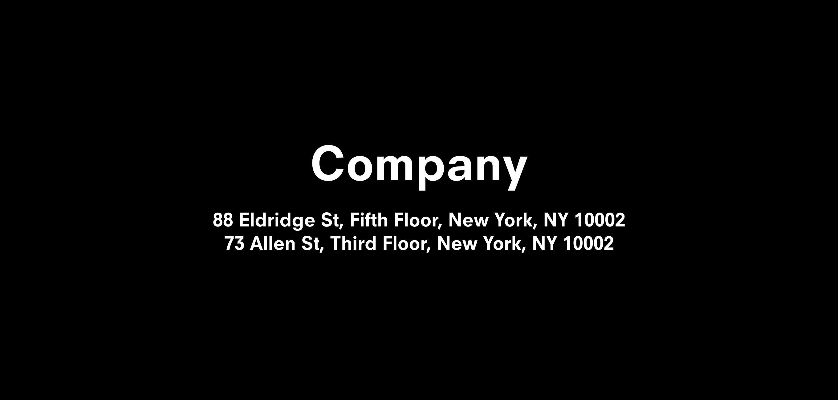 A graphic text header for Company, dated 2020