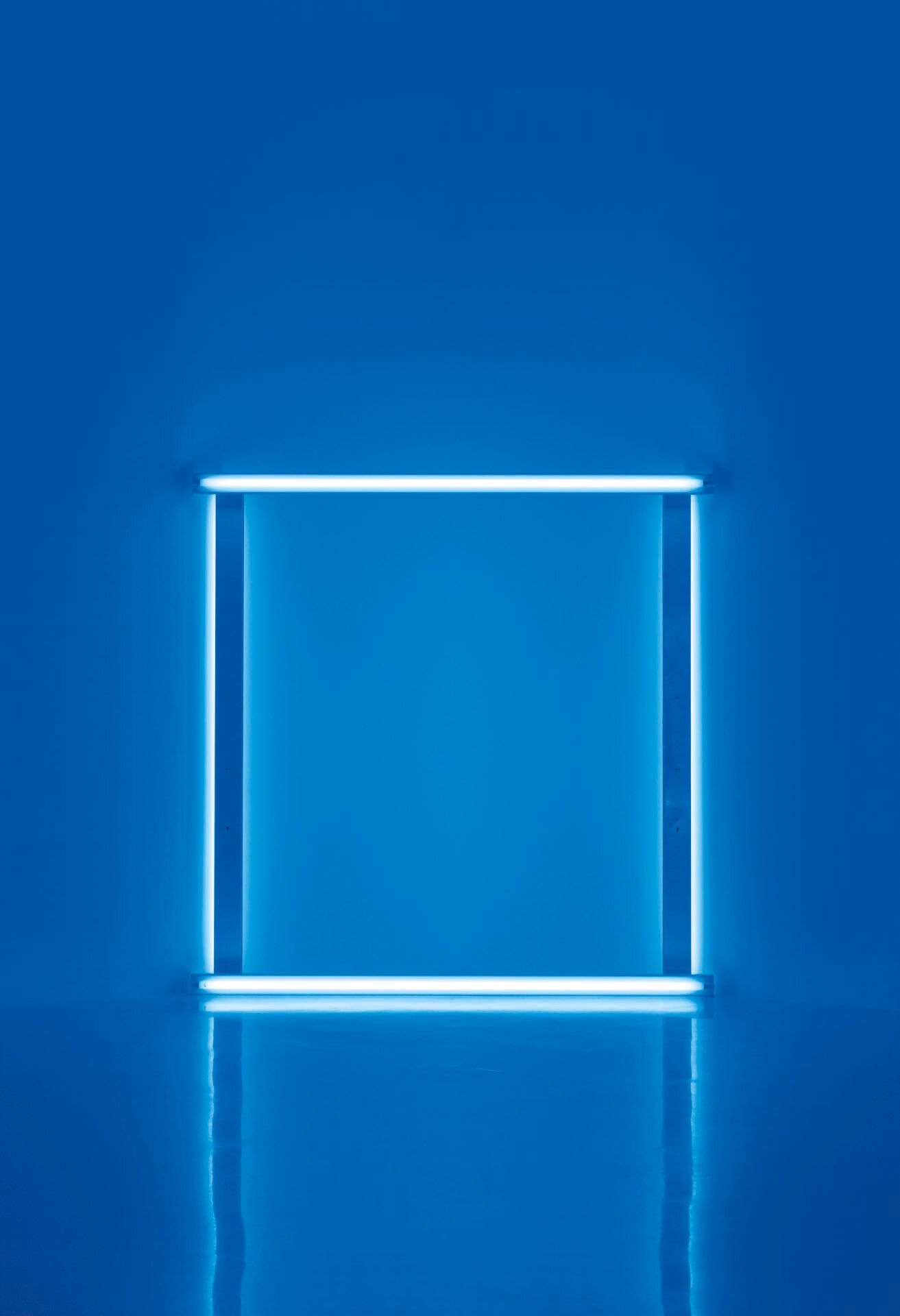 A sculpture by Dan Flavin, tiitled untitled (to Karin and Walther), dated 1966 to 1971.