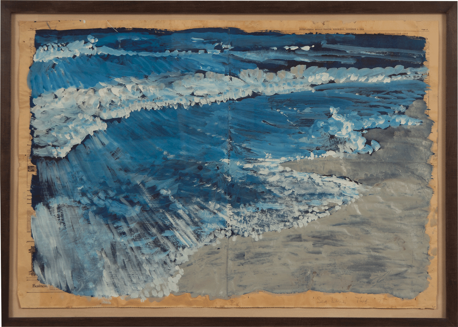 An enamel, acrylic, and gesso painting on newspaper by Paul Thek, titled, Untitled (Sea Series), dated 1975.