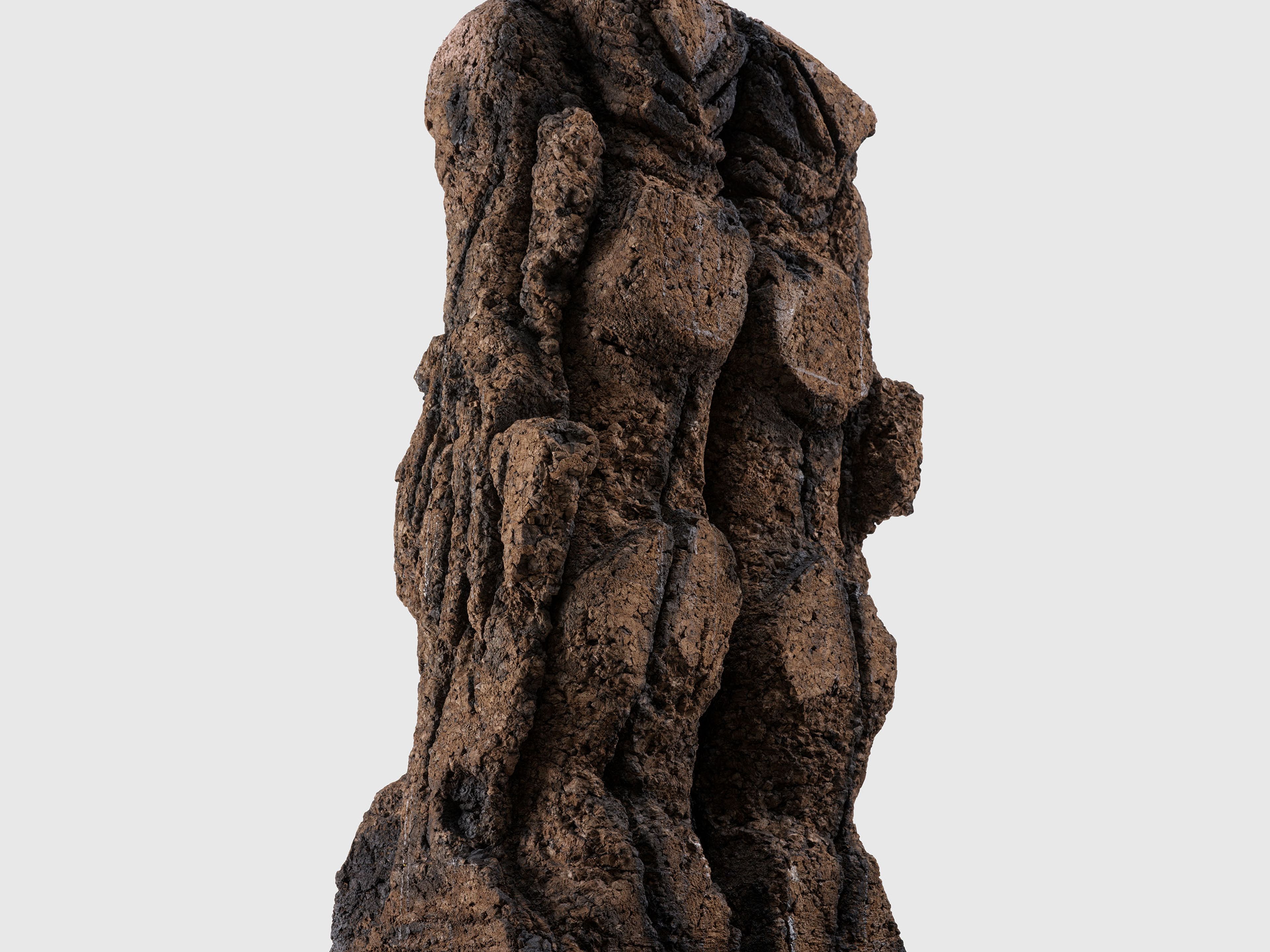 A detail from a sculpture by Huma Bhabha, titled Answer Nothing, dated 2025.