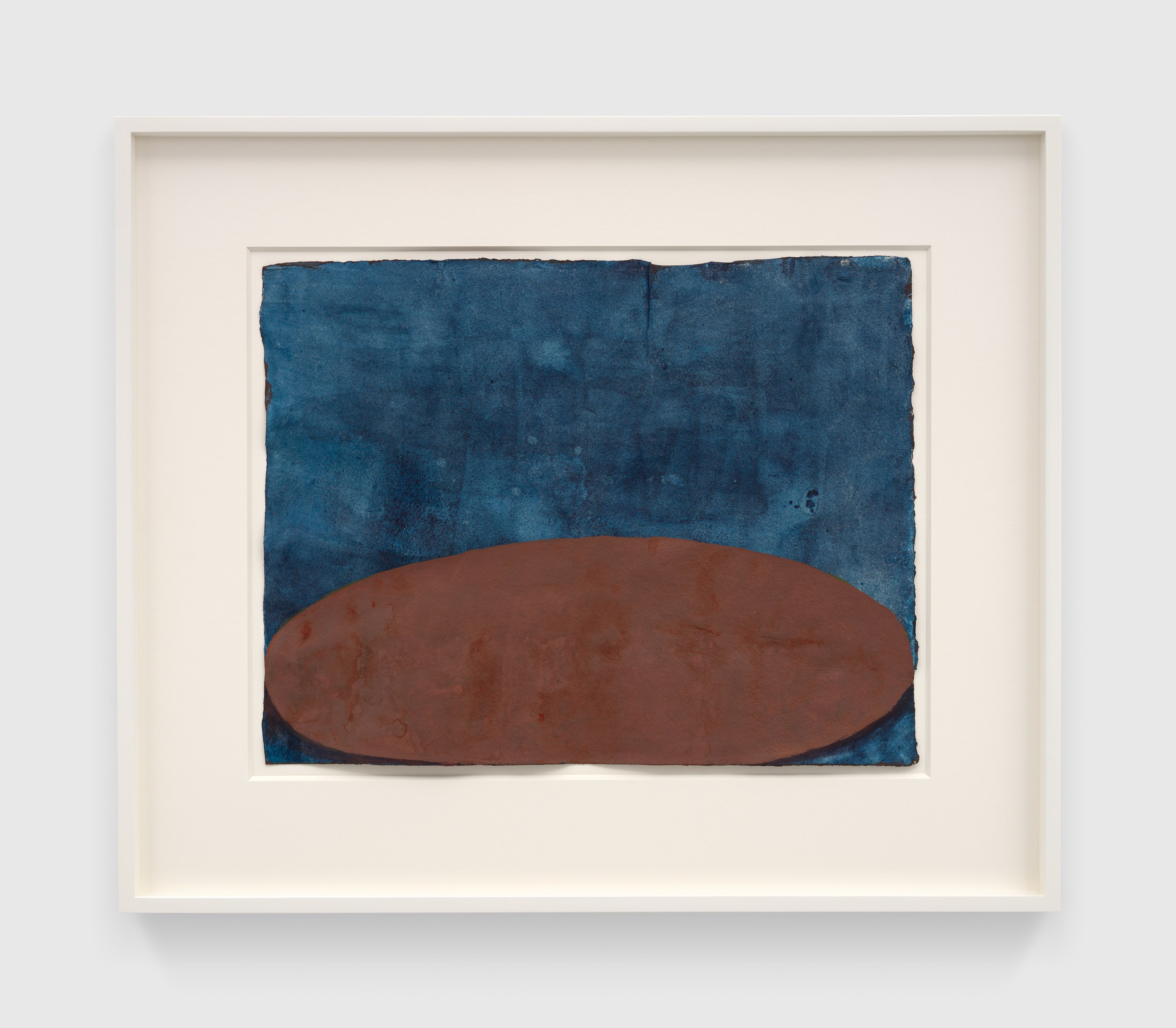 A work on paper by Suzan Frecon, titled indigo haematite, dated 2025.